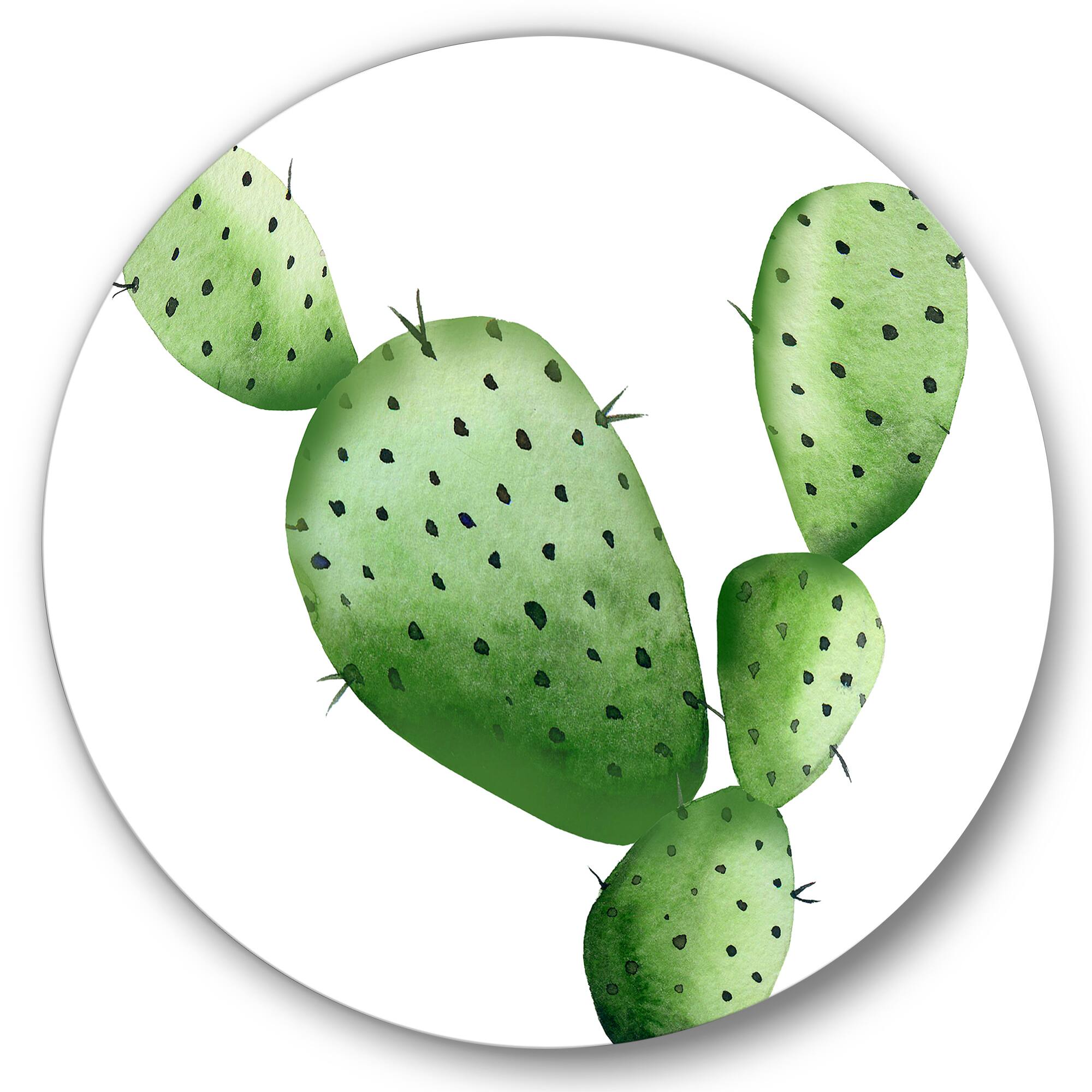 Designart - Green Southwestern Cactus - Tropical Metal Circle Wall Art
