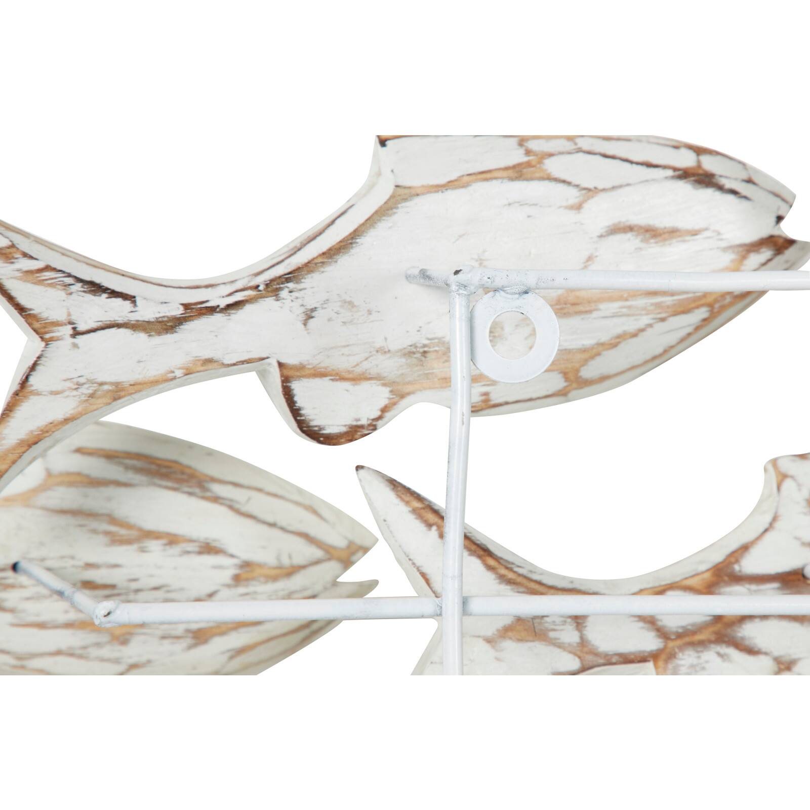 37" White Wood Fish Coastal Wall Decor