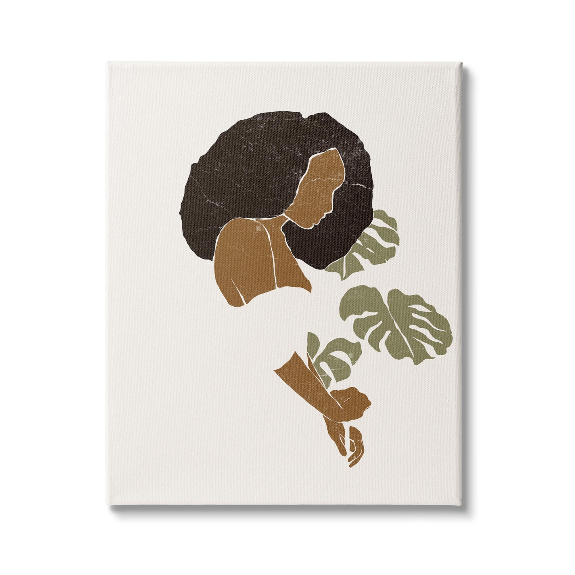 Stupell Industries Abstract Female Portrait Monsteras Minimal Earth Tones Canvas Wall Art