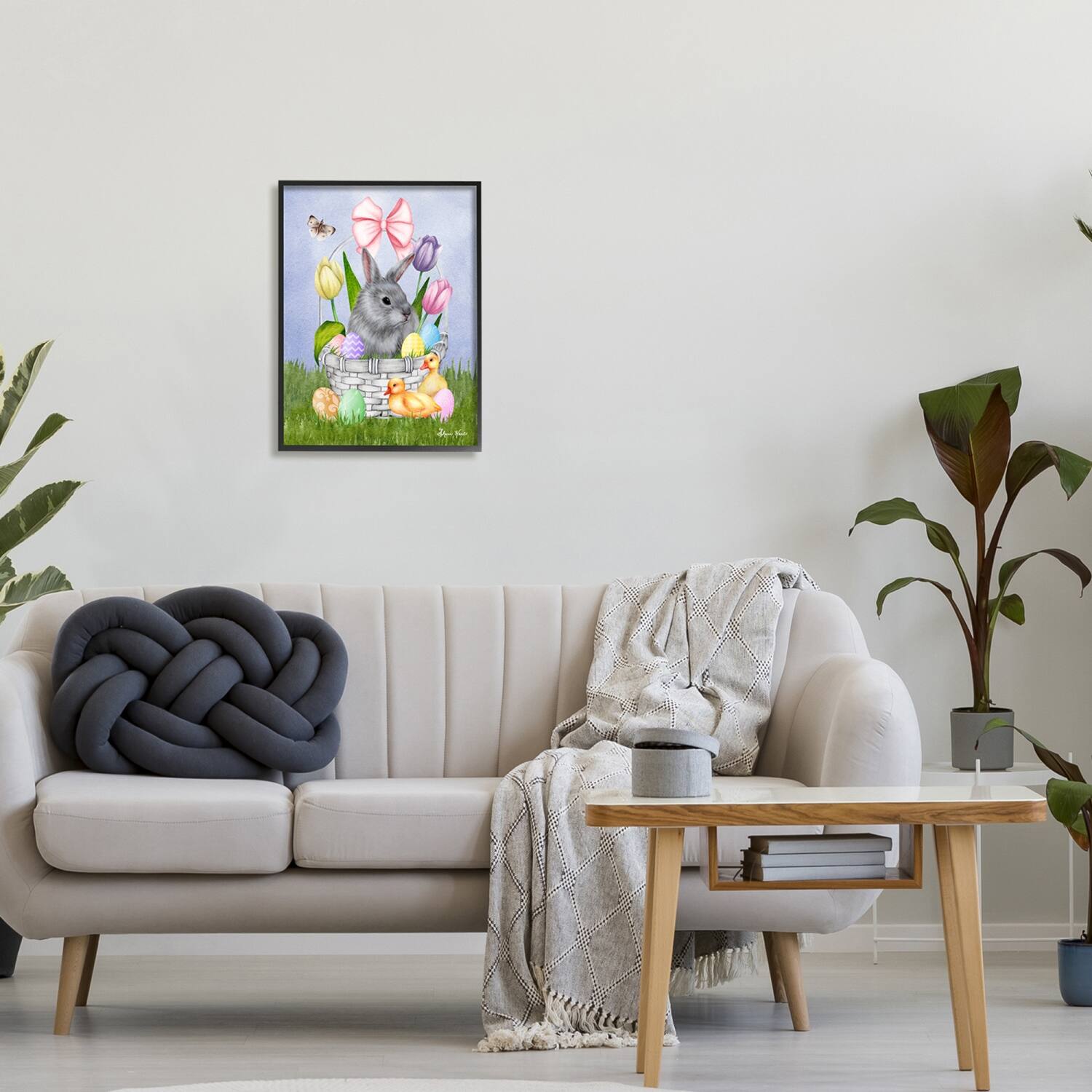 Stupell Industries Pastel Bunny Rabbit Basket Easter Egg Baby Chicks Framed Giclee Art