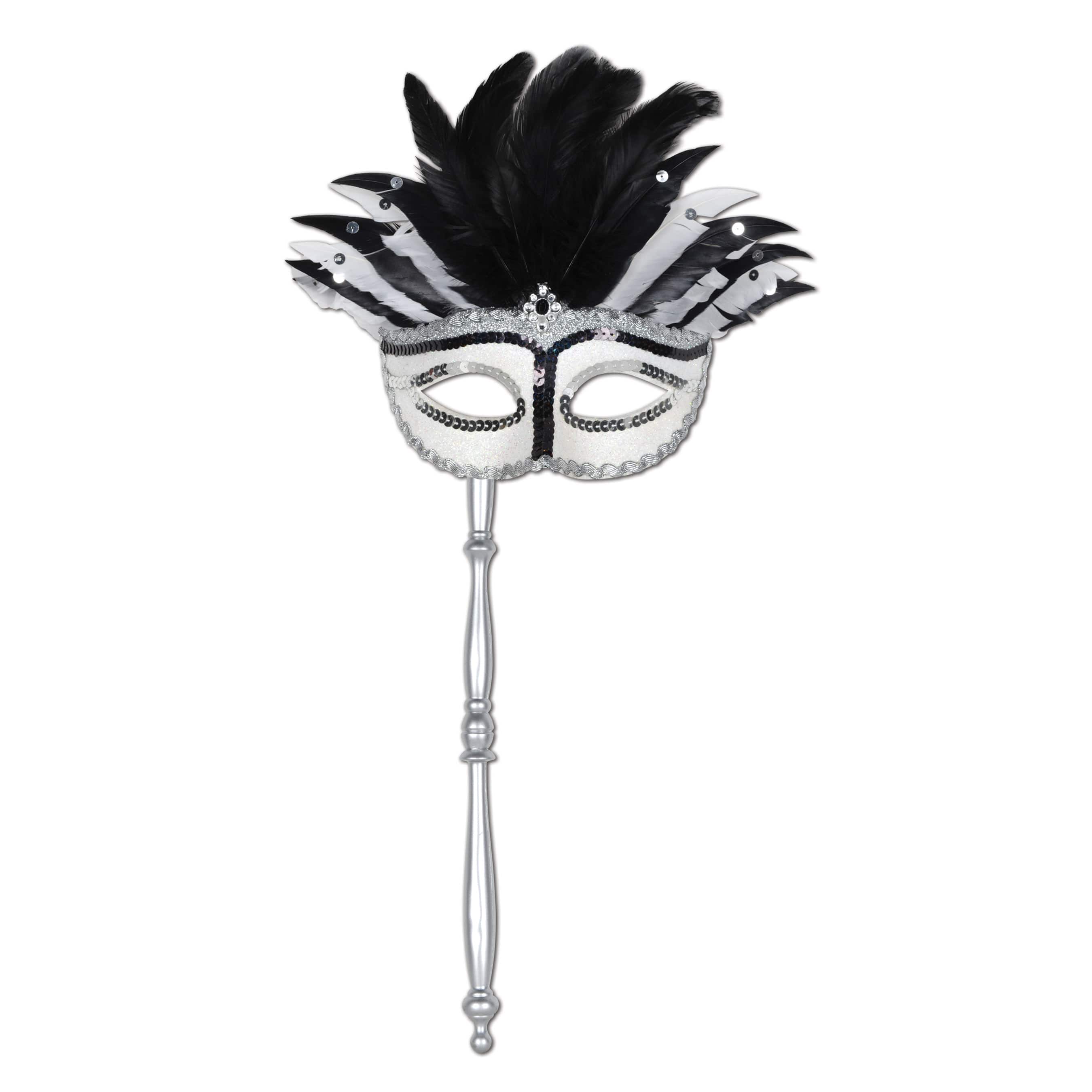 Beistle Silver & Black Costume Mask with Stick