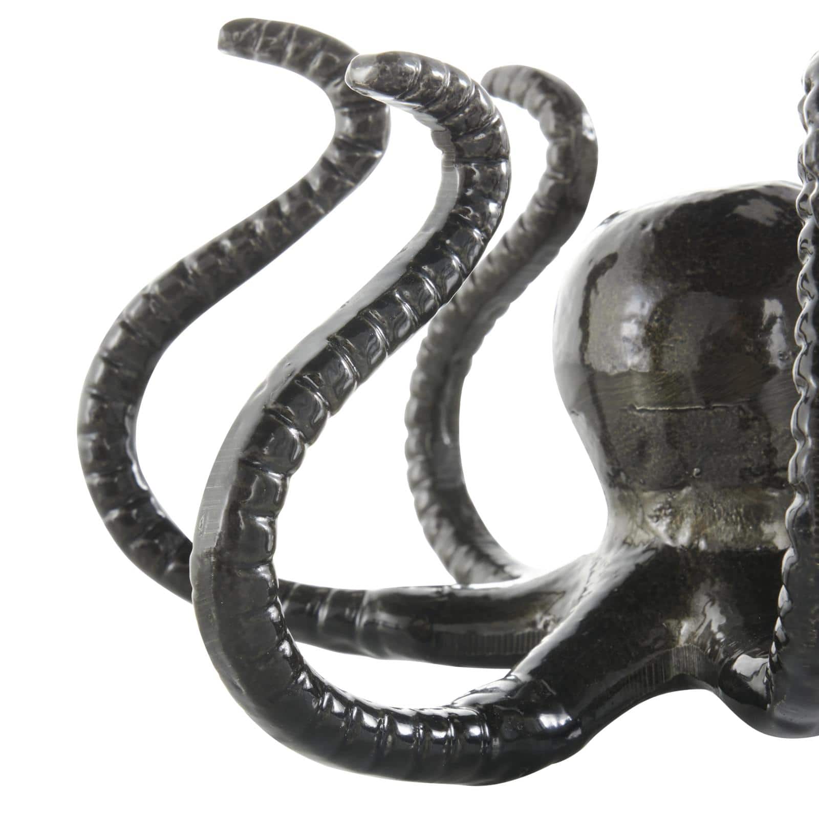 Black Aluminum Metal Octopus with Splayed Arms Sculpture Set