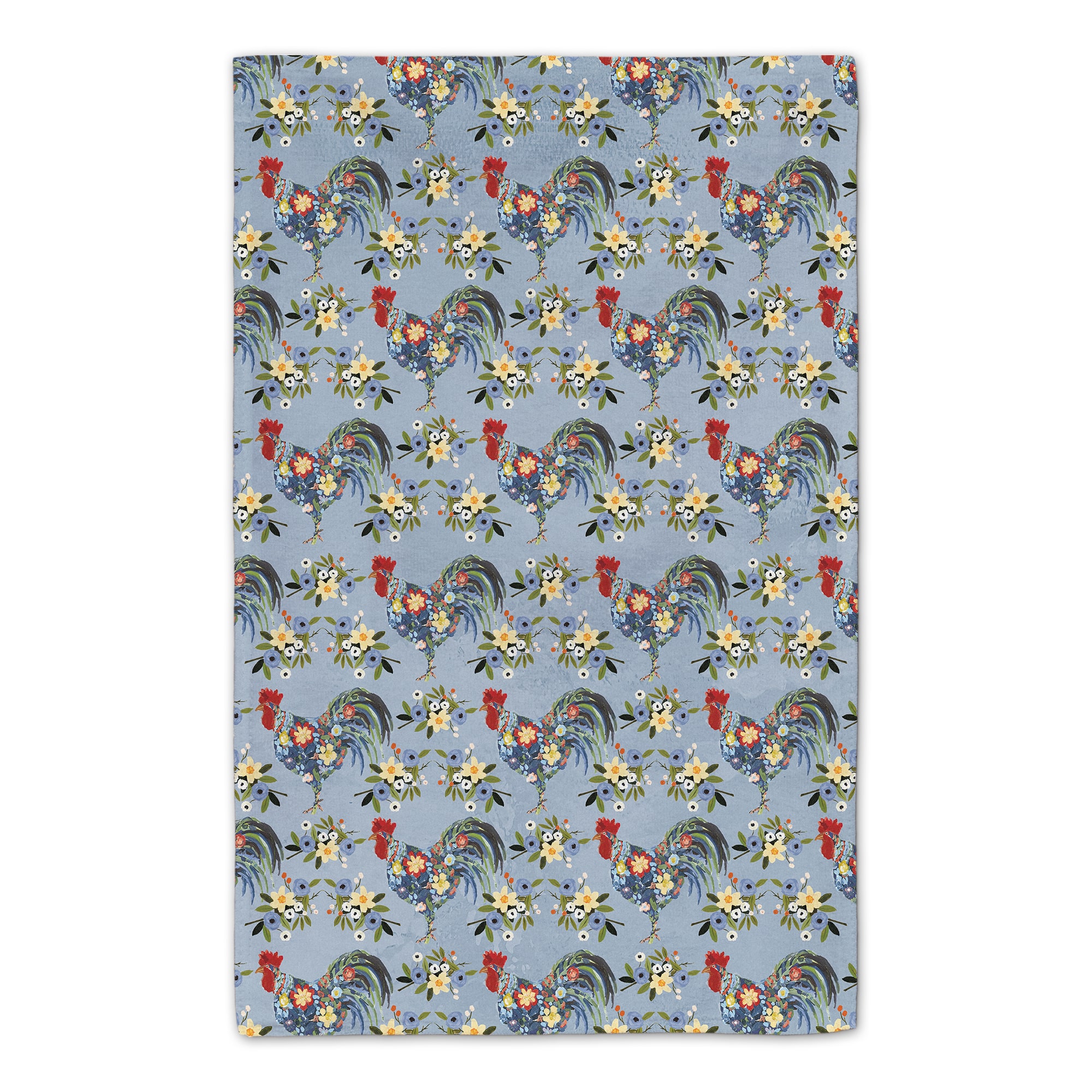 Floral Rooster Collage Blue 16" x 25" Towel Set