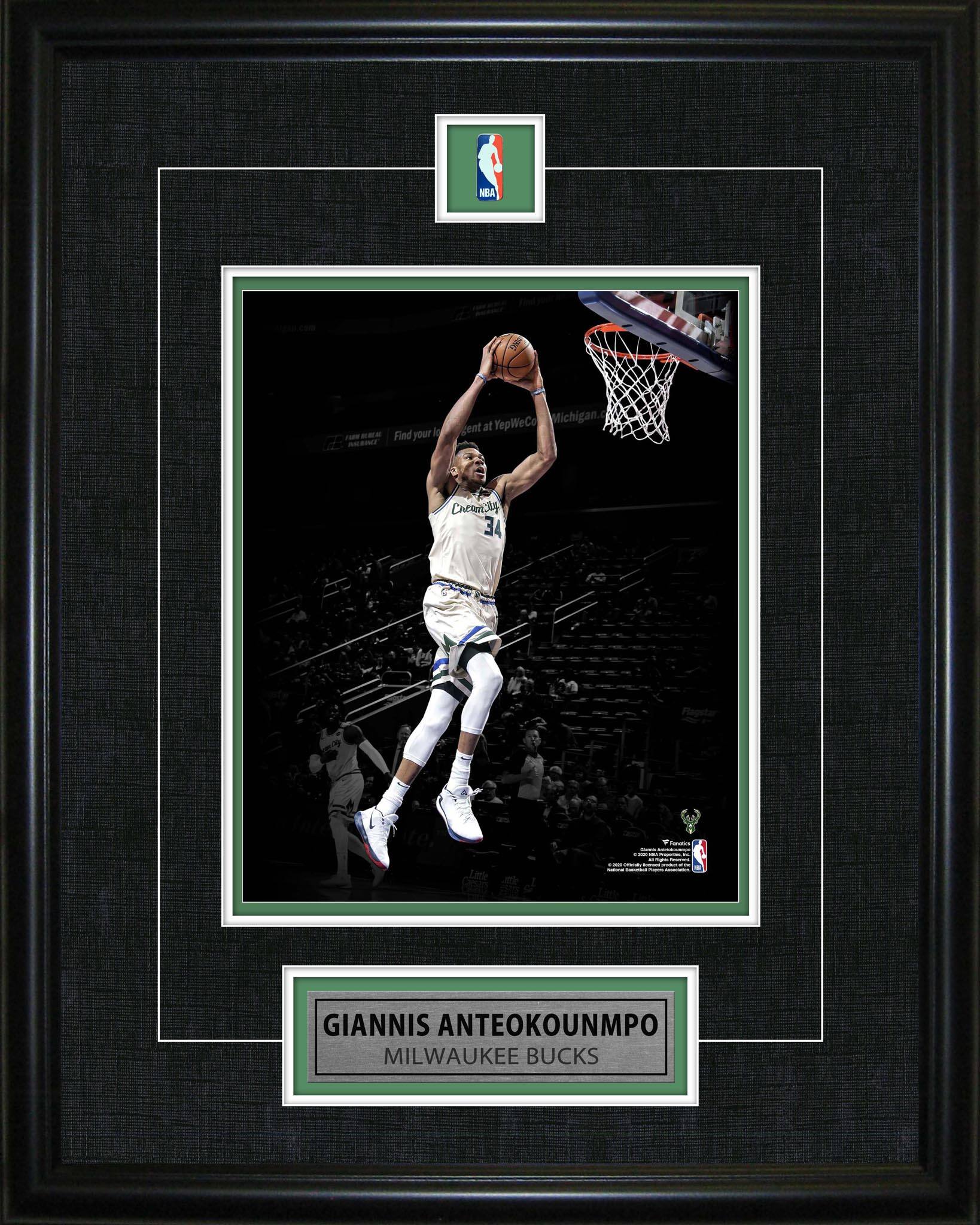 Giannis Antetokounmpo Framed Pin & Plate Bucks 16" x 20"