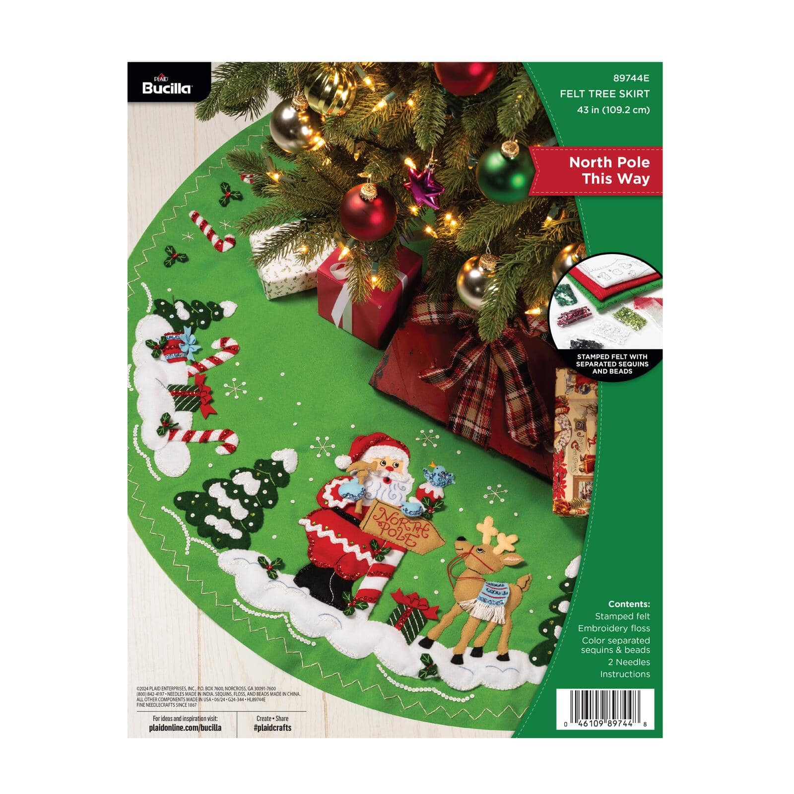 Bucilla® 43" North Pole this Way Felt Tree Skirt Kit