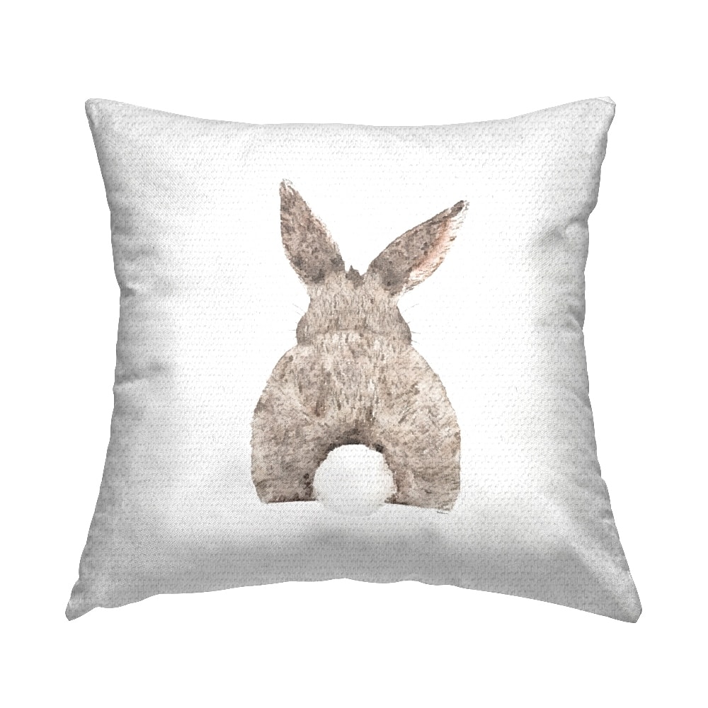 Stupell Industries Fluffy Bunny Tail Cute Pet, Fluffy Bunny Tail Cute Pet Outdoor Printed Pillow
