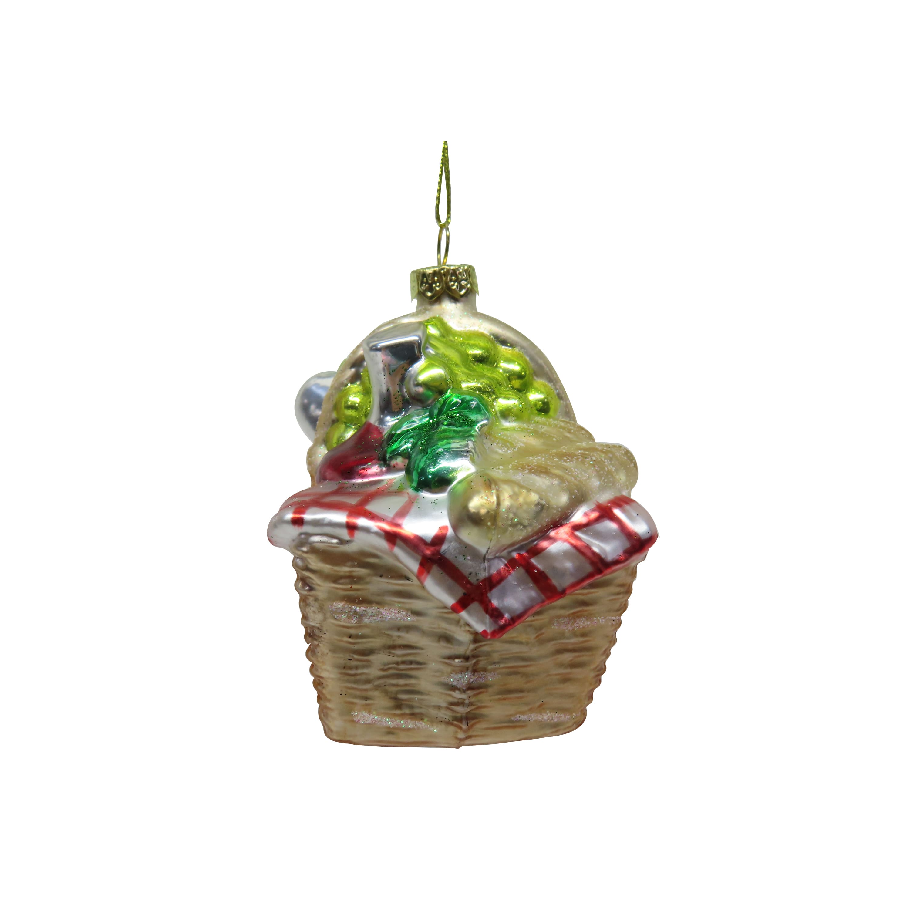 4" Picnic Basket Hand Painted Glass Ornament by Ashland®