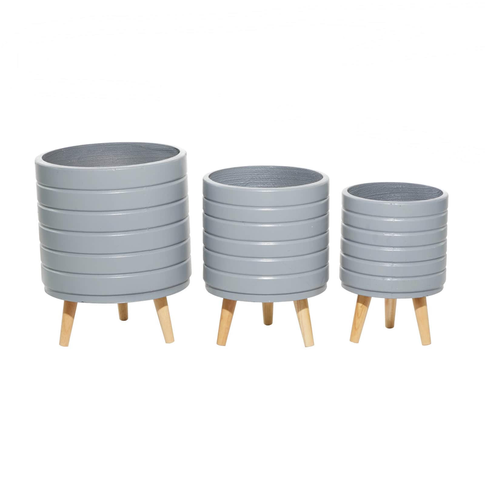 Set of 3 Grey MgO Contemporary Planter 14", 16", 18"