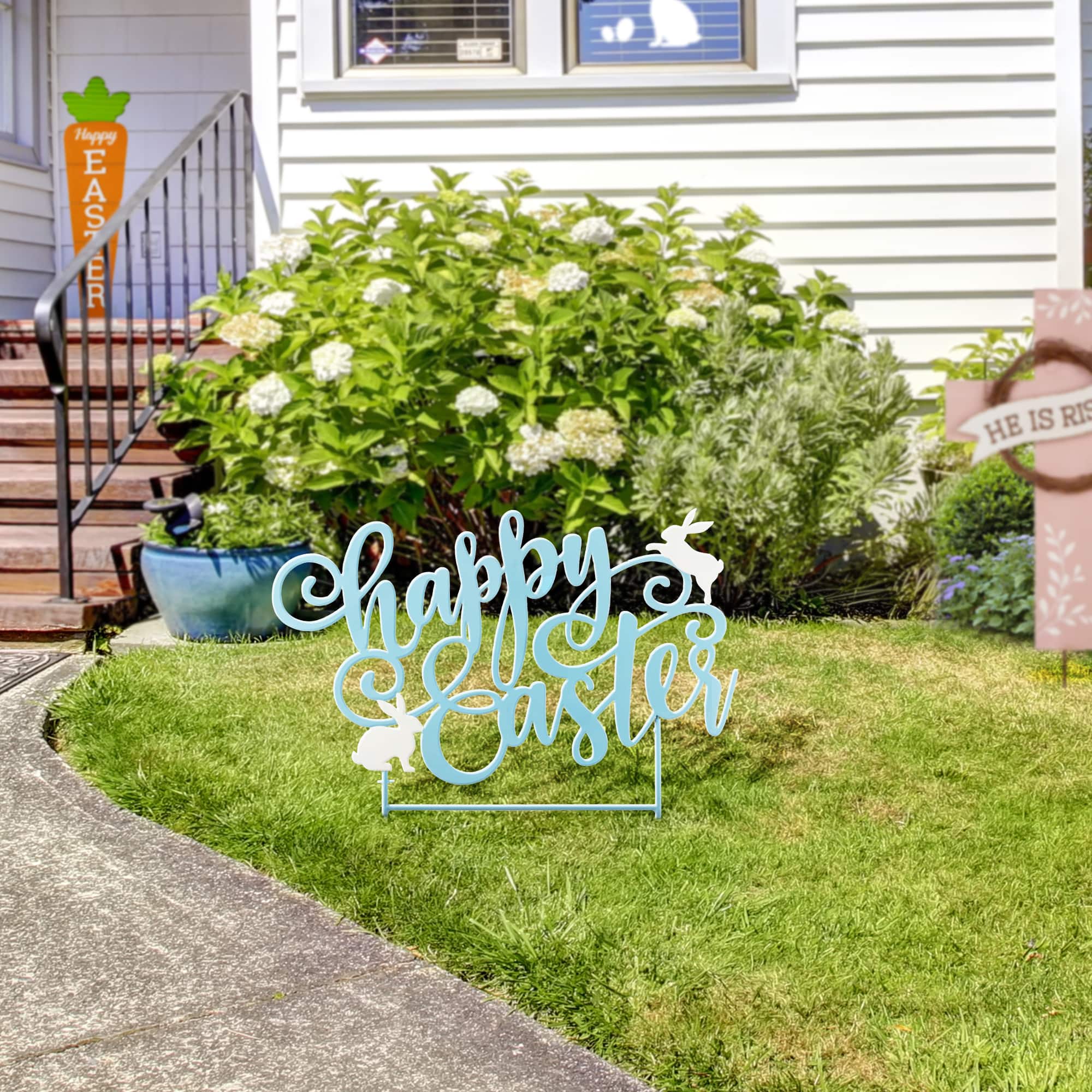 Glitzhome® 24" Metal "Happy Easter" Yard Stake