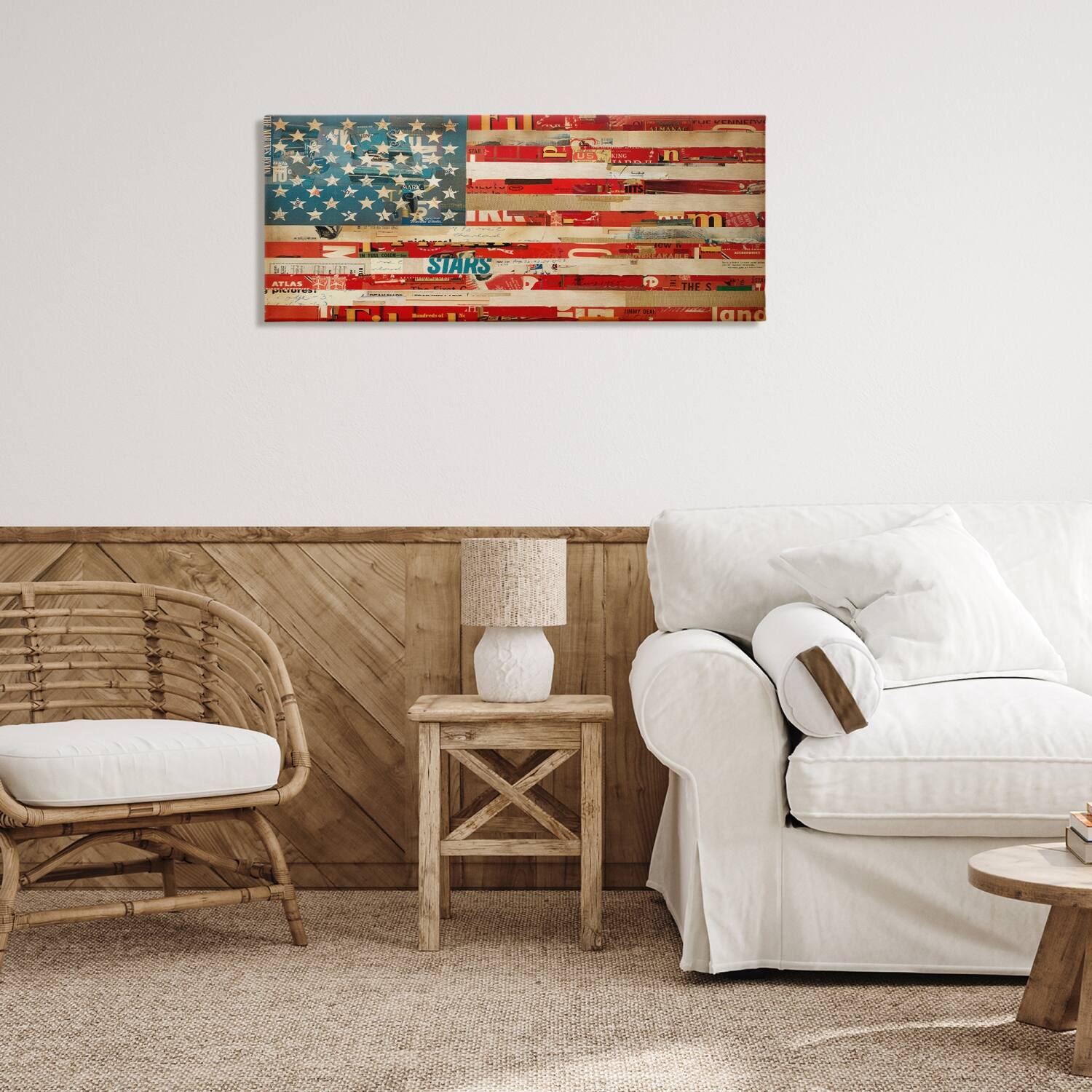 Stupell Industries Patriotic Collaged Flag Canvas Wall Art