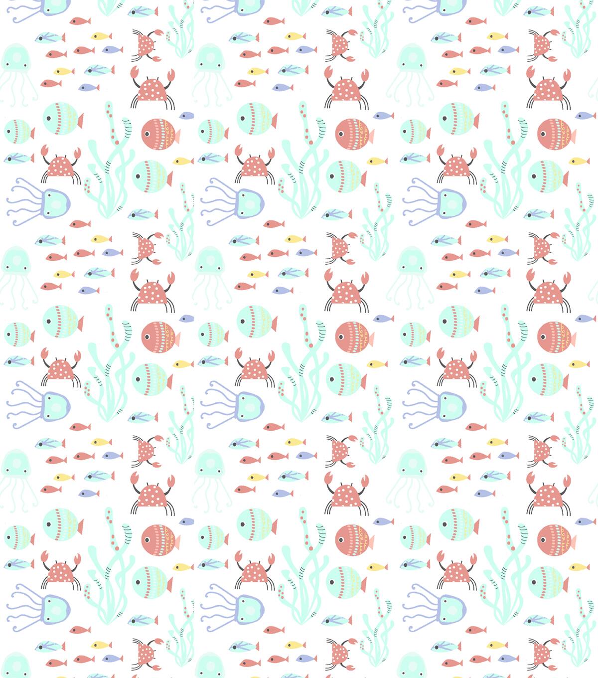 Springs Creative Mermaid Fun Down Under Cotton Fabric