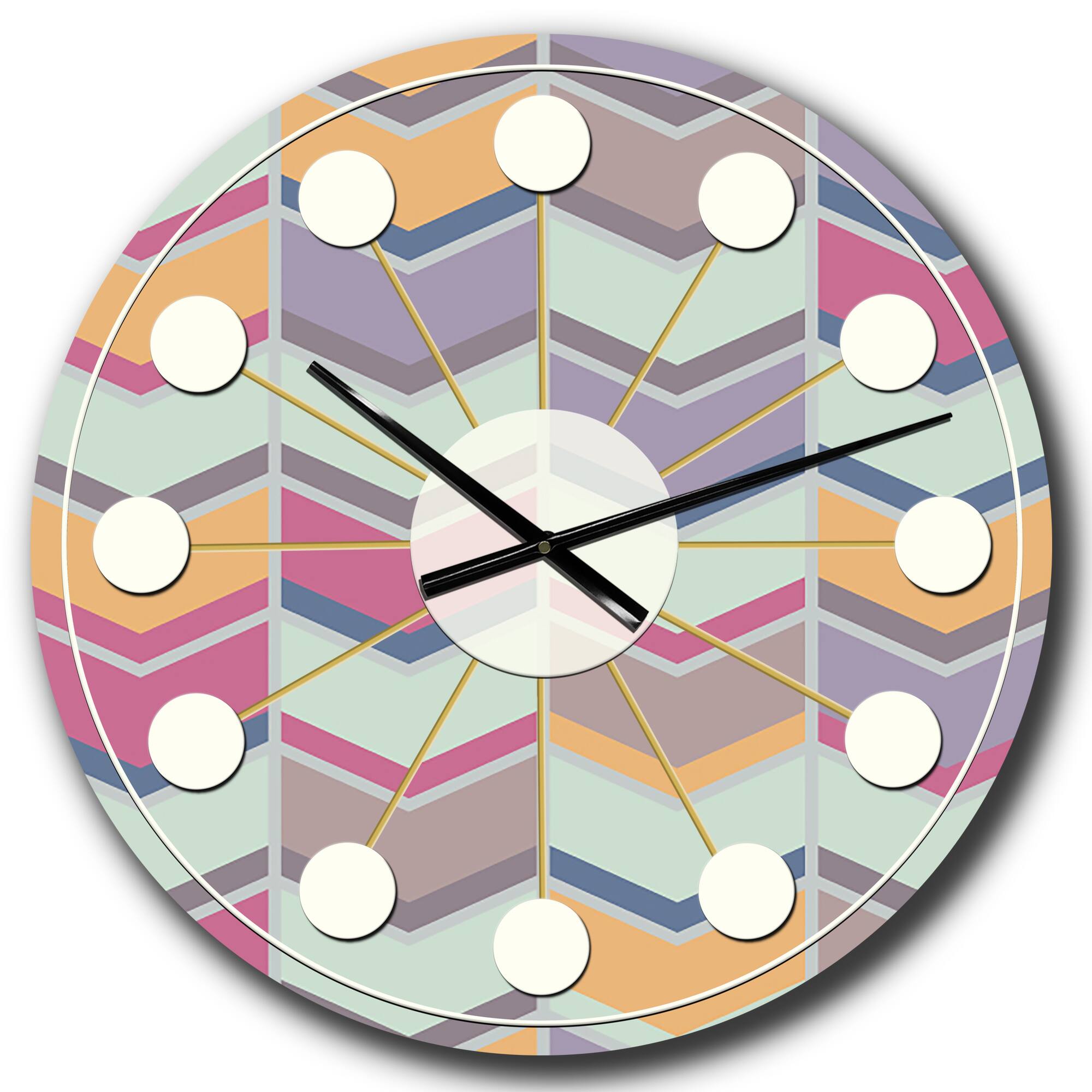 Designart Abstract Retro Geometrical Design X Mid-Century Modern Wall Clock