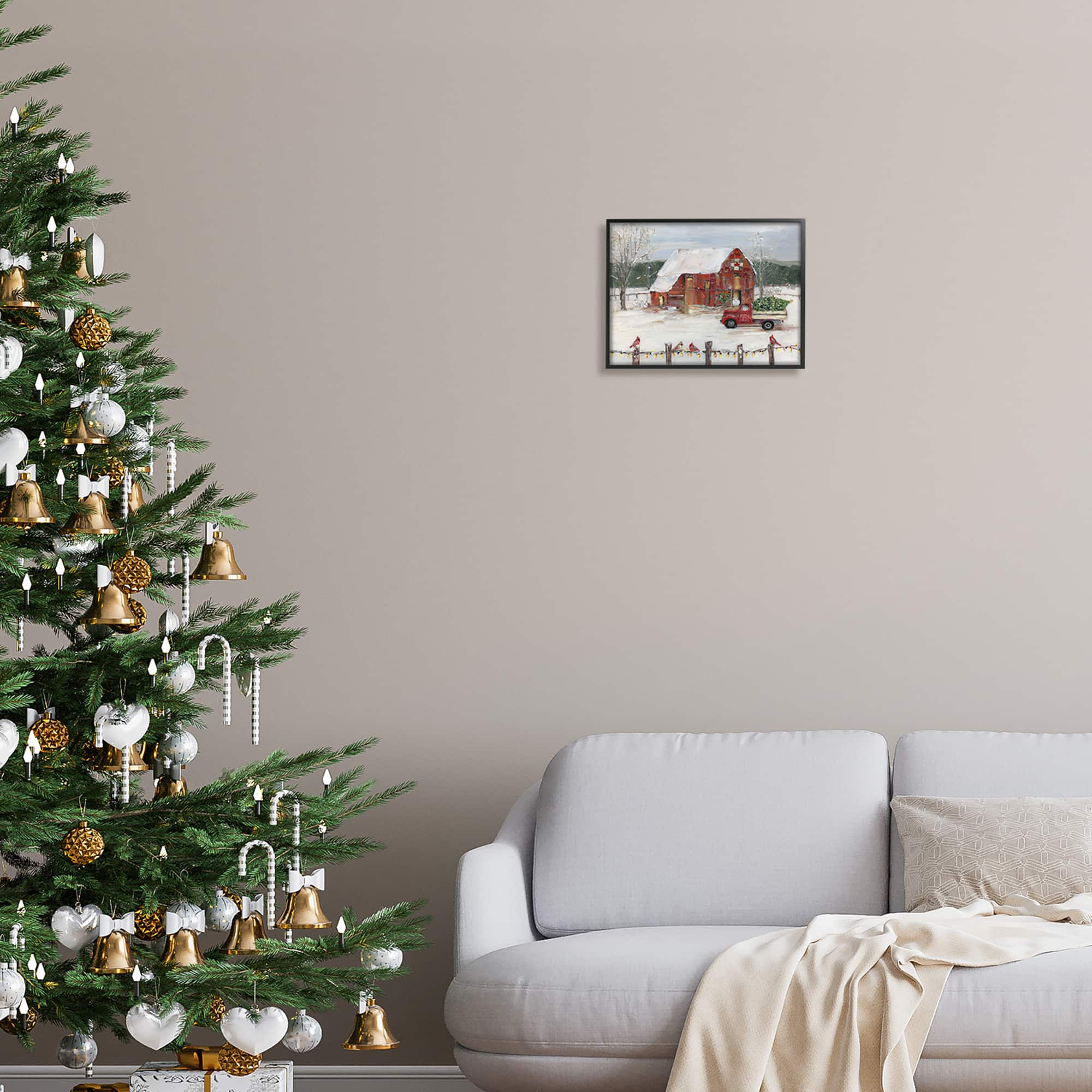 Stupell Industries Snowy Holiday Tree Farm Landscape Framed Giclee Art