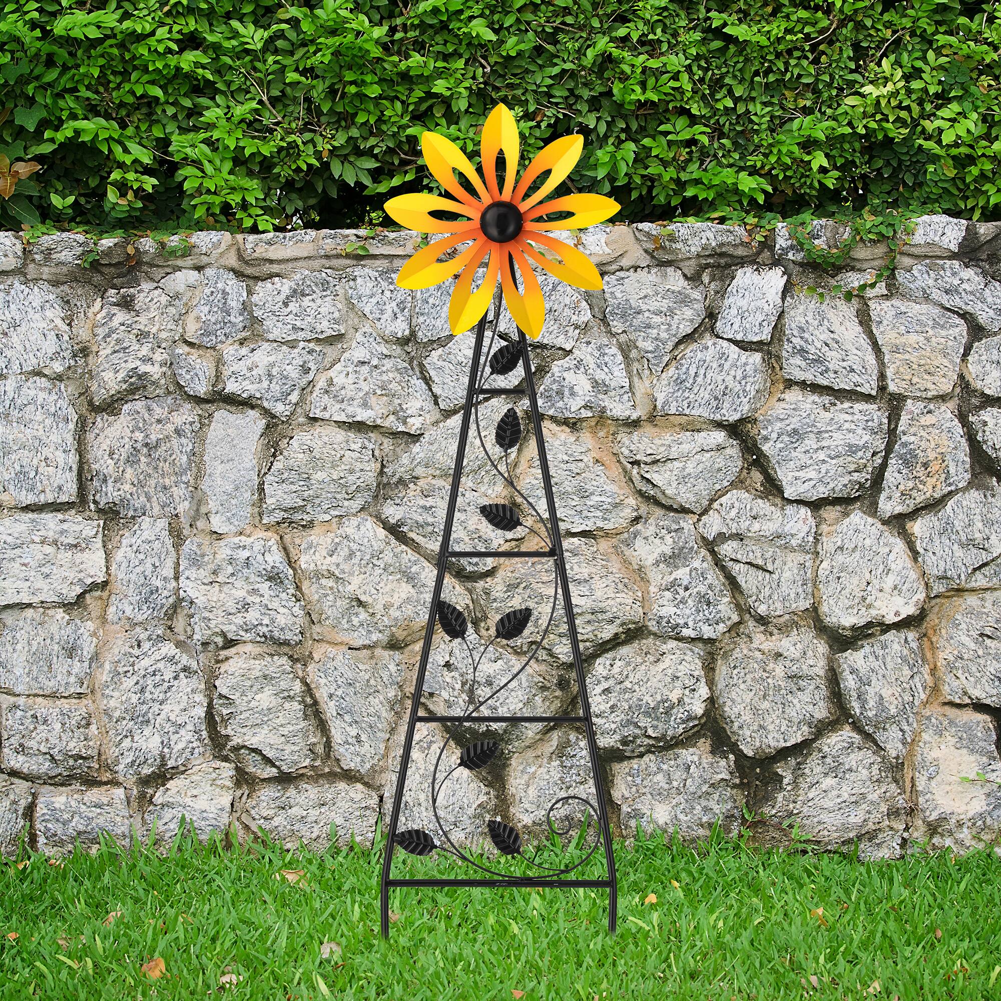 Glitzhome® 44" Metal Flower Wind Spinner Garden Stake