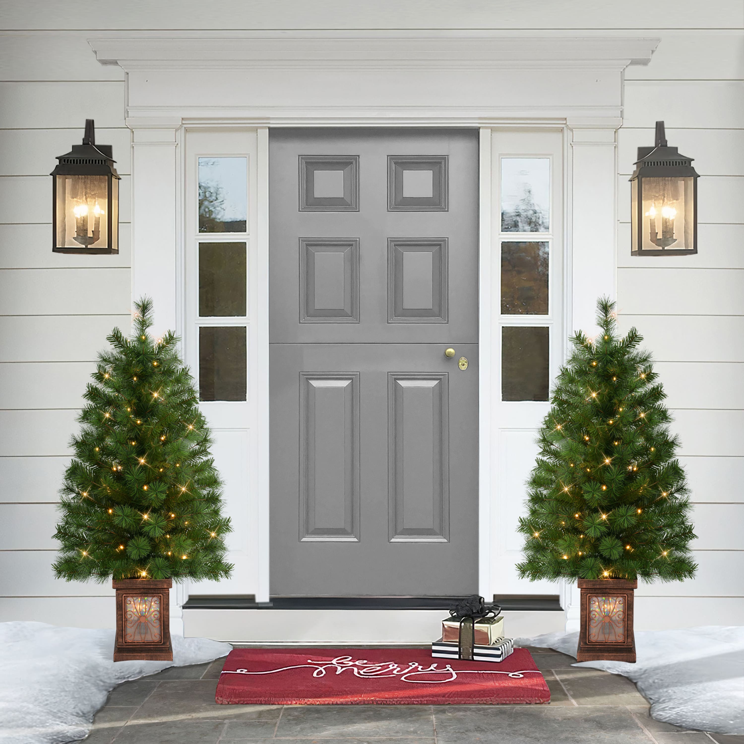 3.5ft. Pre-Lit Battery Operated Potted Artificial Christmas Trees