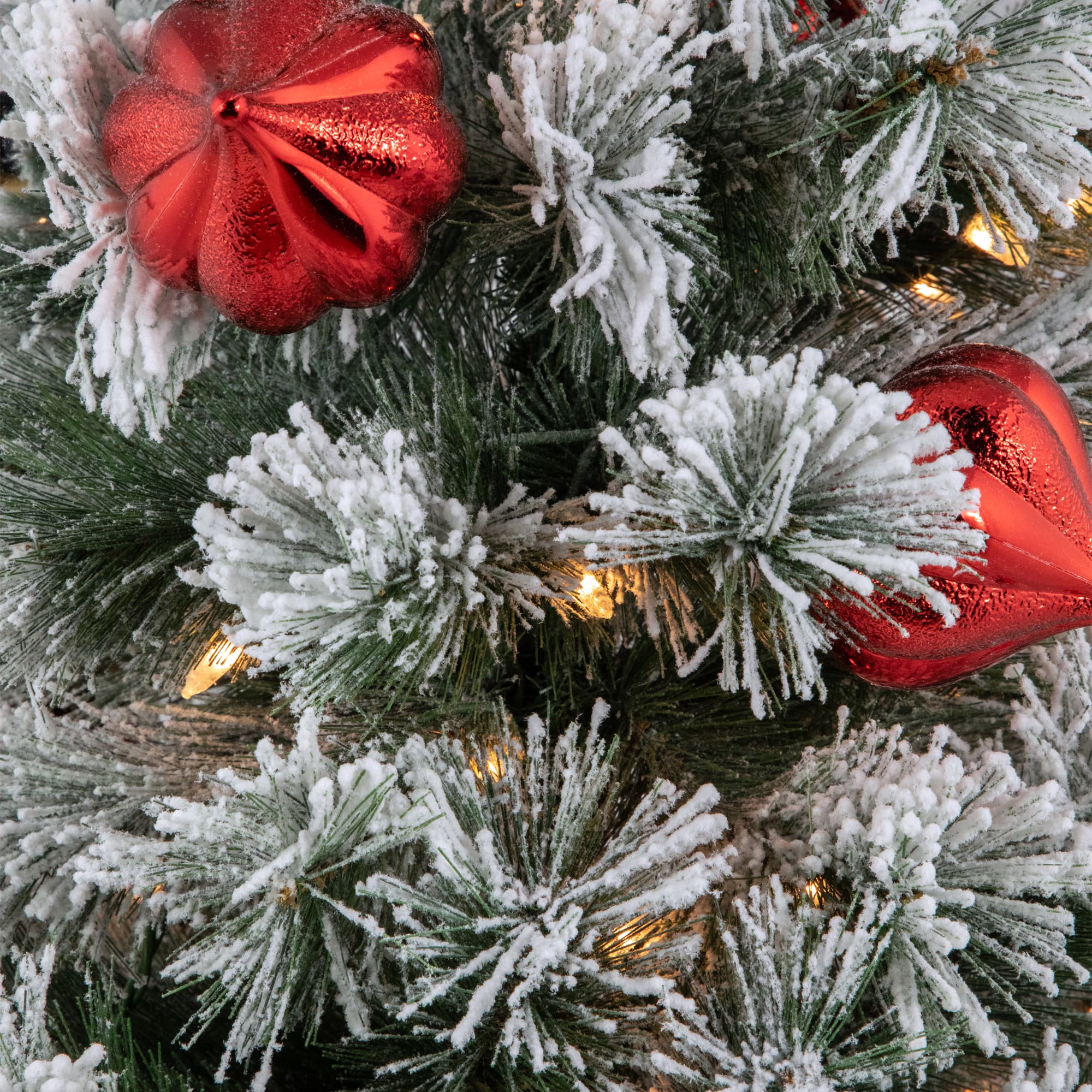 4ft. Pre-Lit Snowy Bristle Pine Flocked Artificial Christmas Tree in Silver Urn, Clear Lights