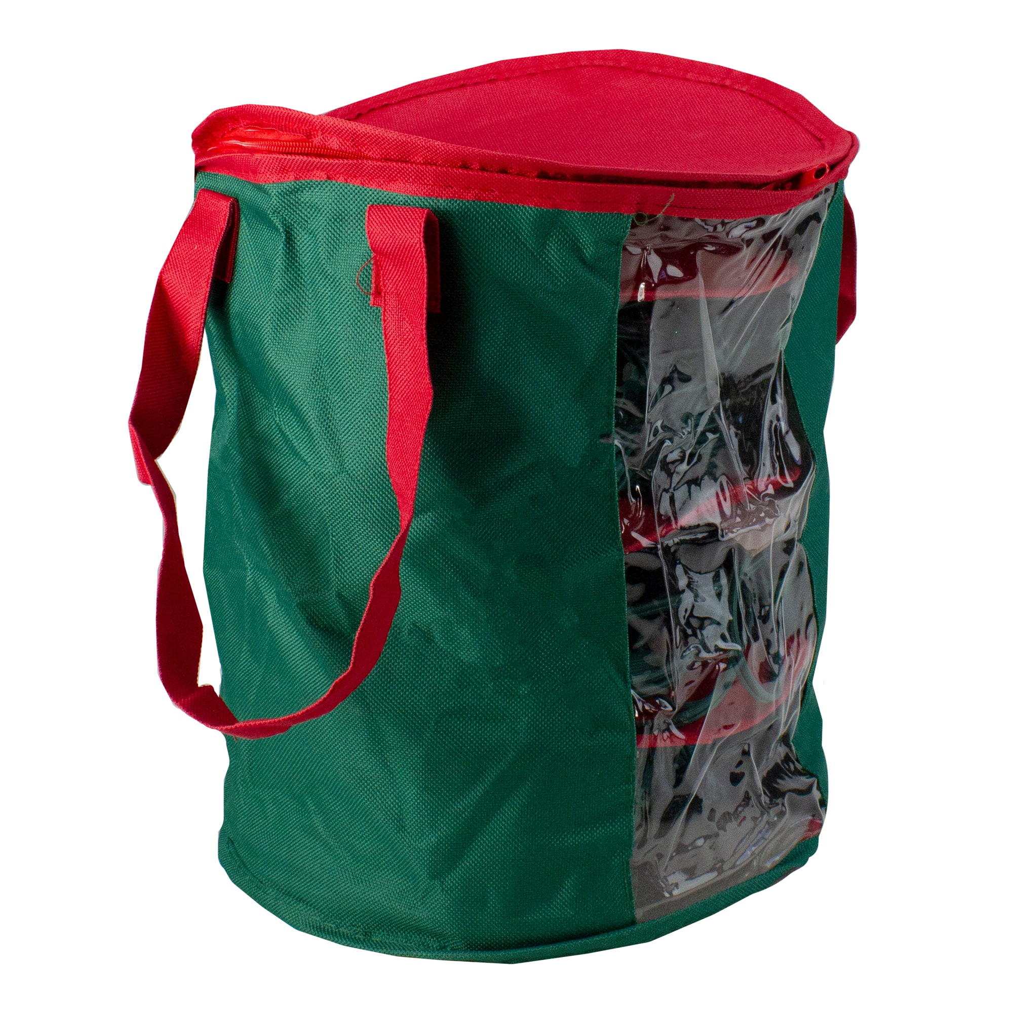 12" Red and Green Christmas Light Storage Organizer with Clear Window