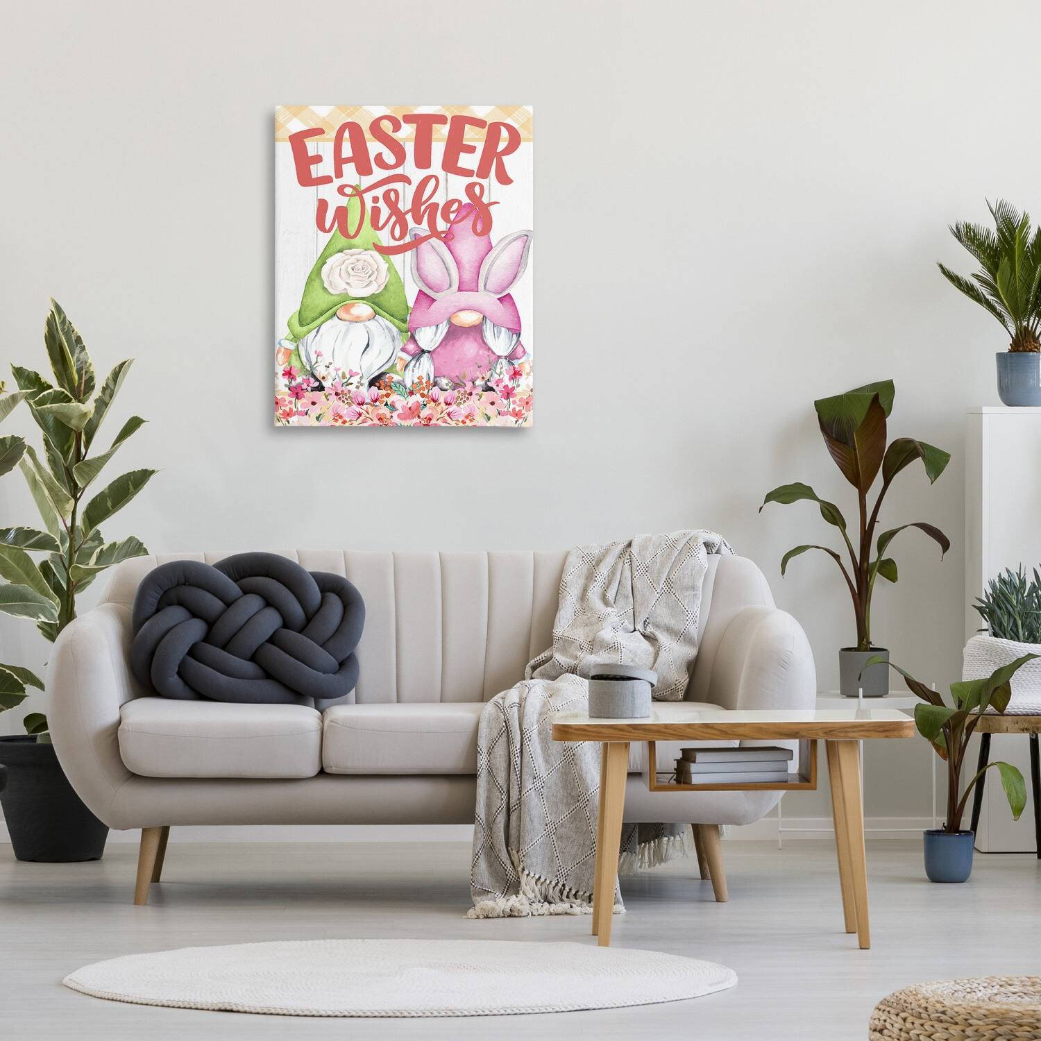 Stupell Industries Easter Wishes Gnomes Canvas Wall Art