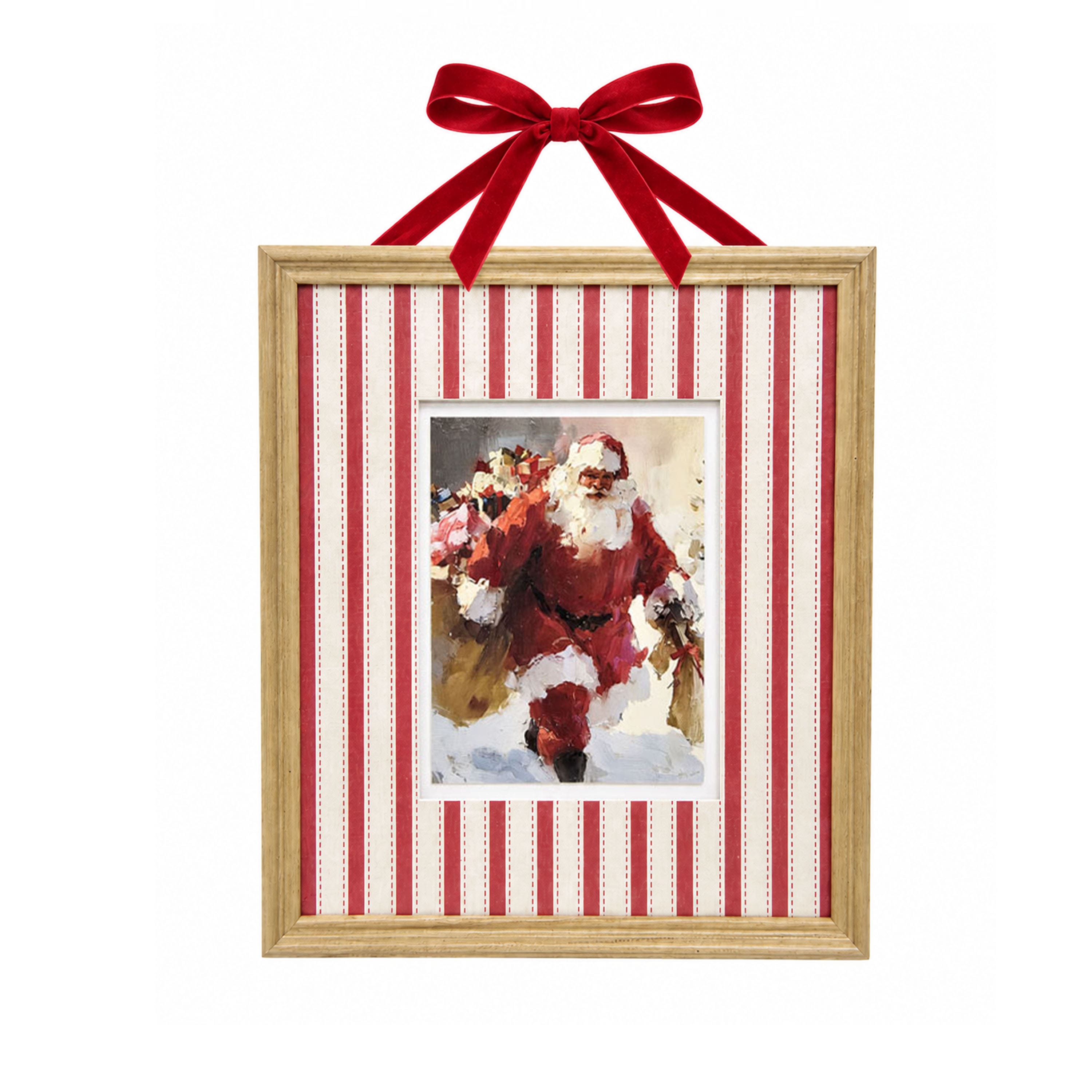 Michaels, 8" x 10" Santa Claus with Striped Mat Wall Décor in Wood Frame by Ashland® – Category: Bough & Berry