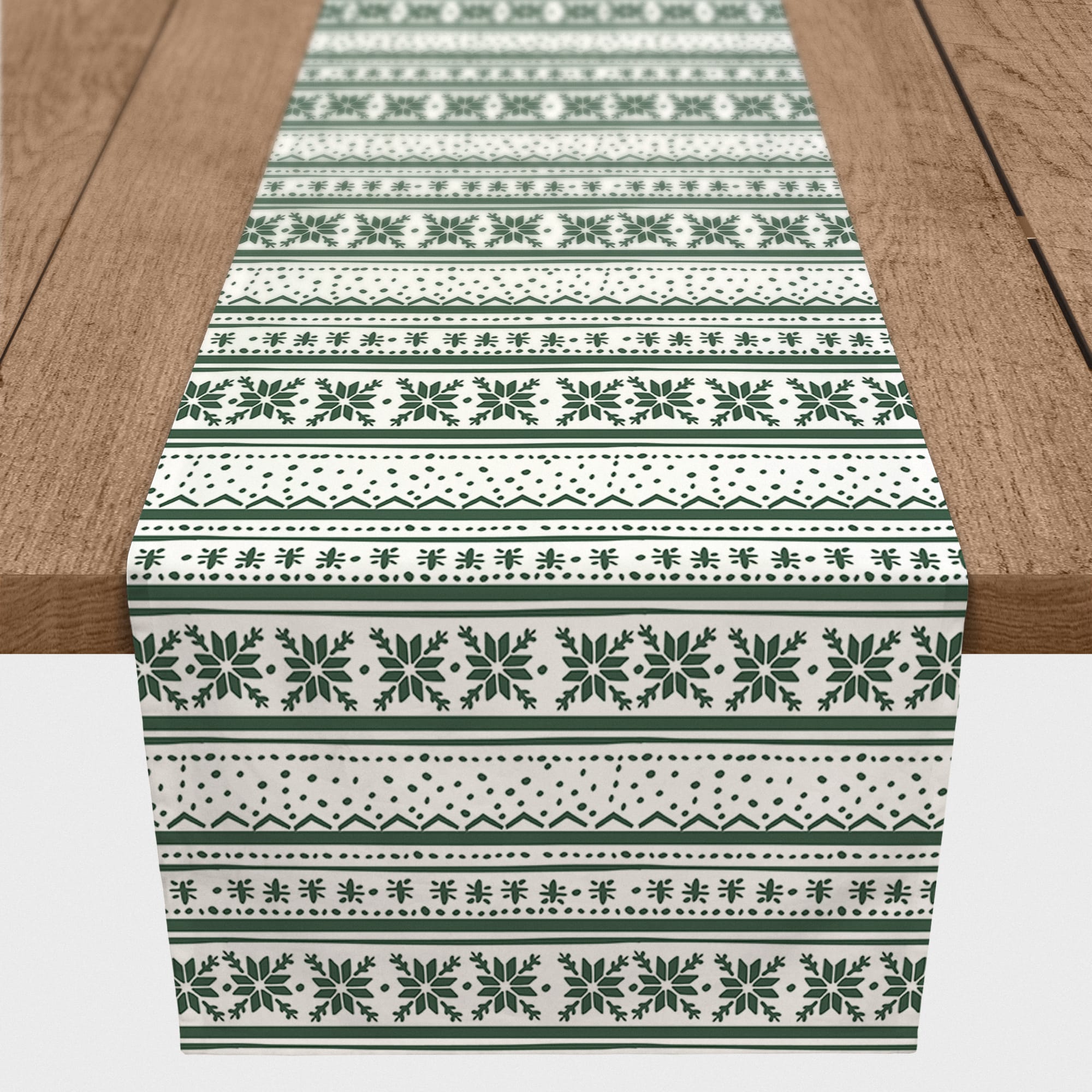 72" Green Pattern Poly Twill Table Runner