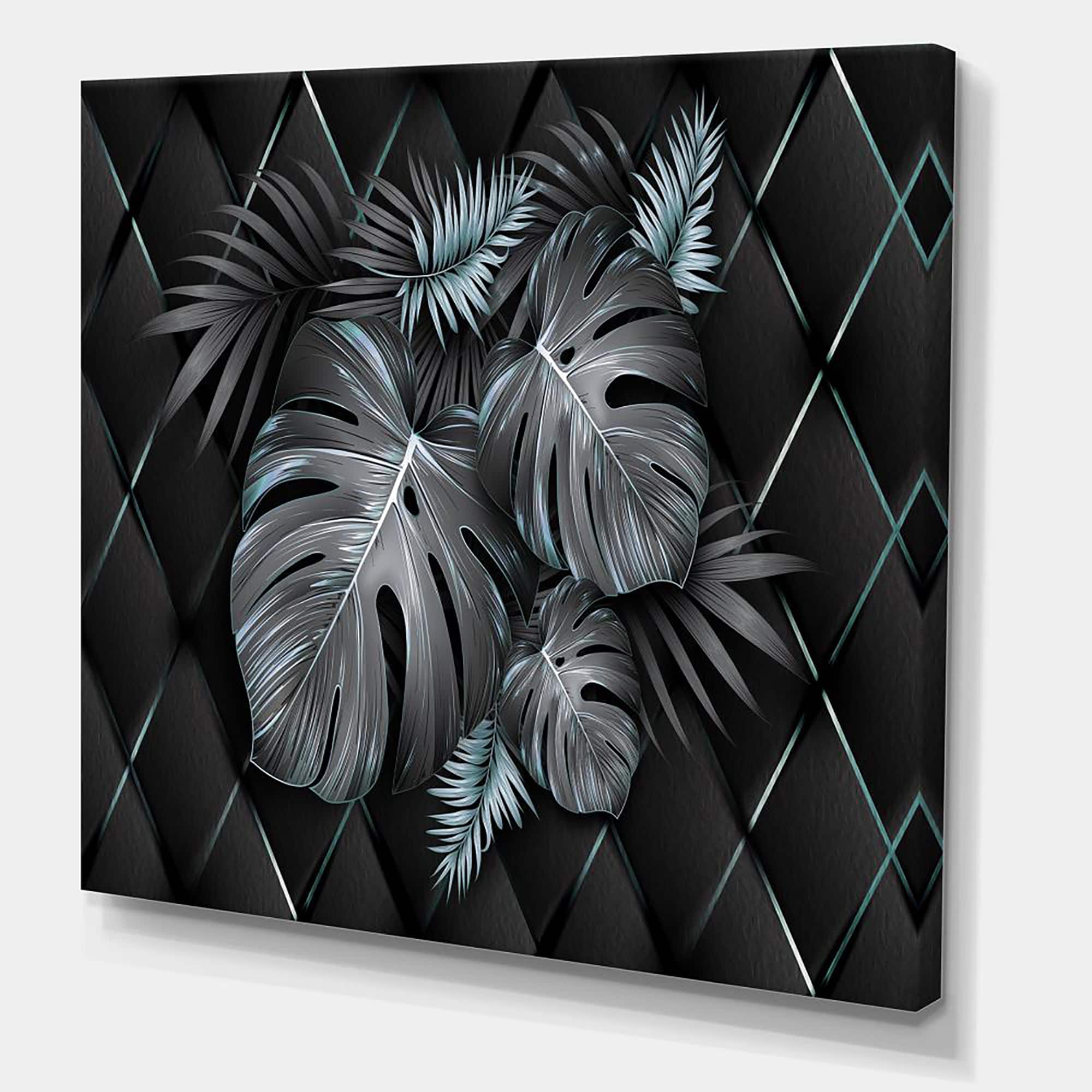 Designart - Black and Gold Tropical Leaves I