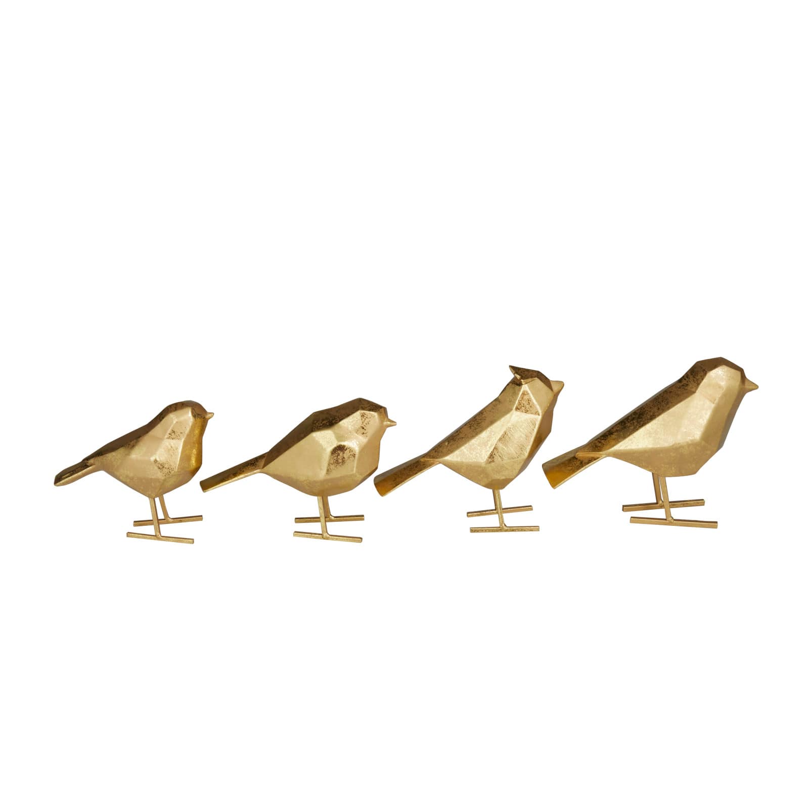 Set of 4 Gold Polystone Glam Sculpture, 6" x 3" x 6"