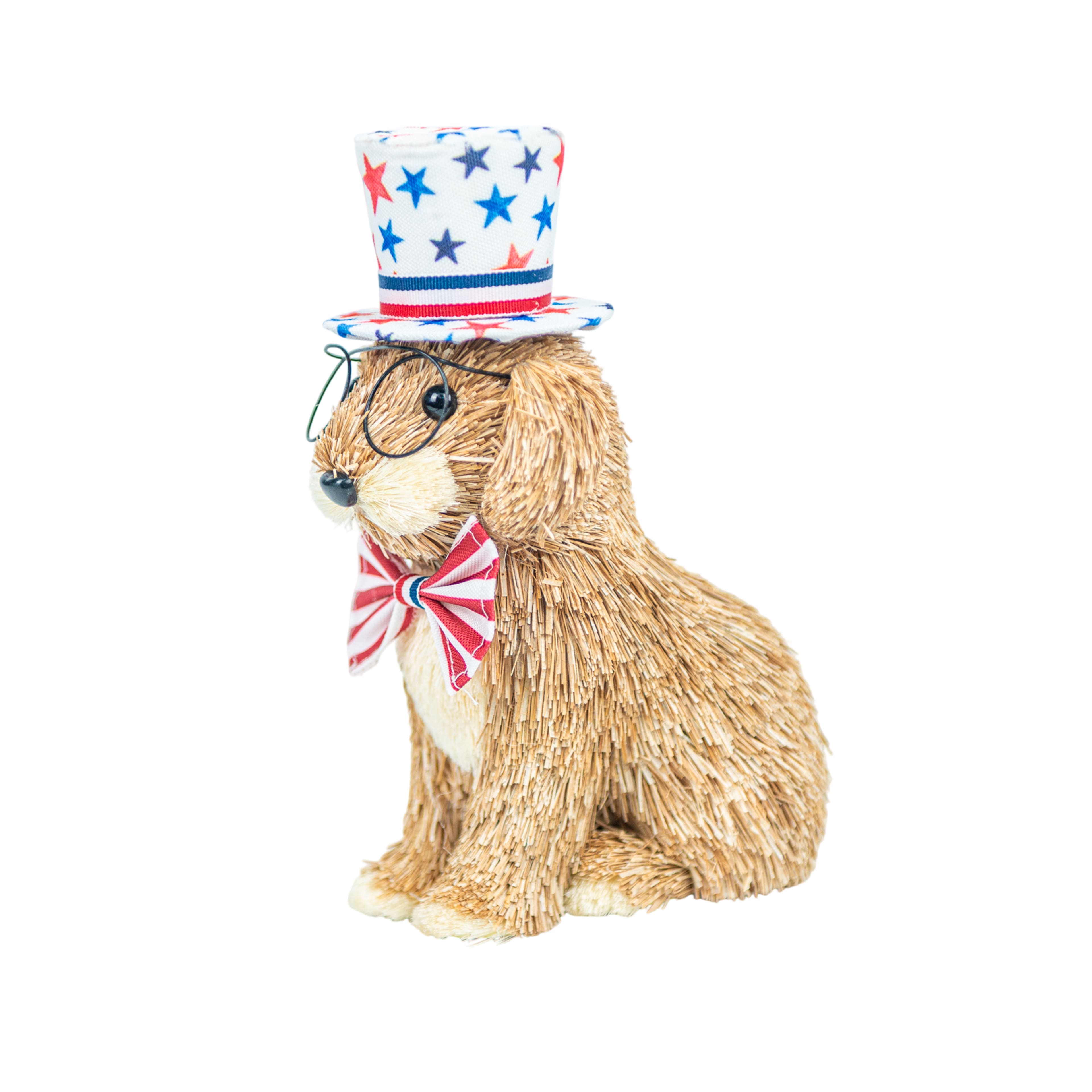 Red, White & Blue 7" Sisal Dog with Patriotic Hat & Bow by Celebrate It™