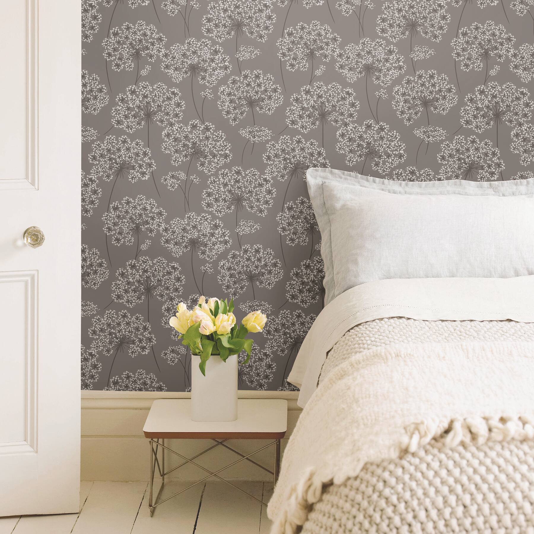NuWallpaper Angelica Gray Peel & Stick Wallpaper
