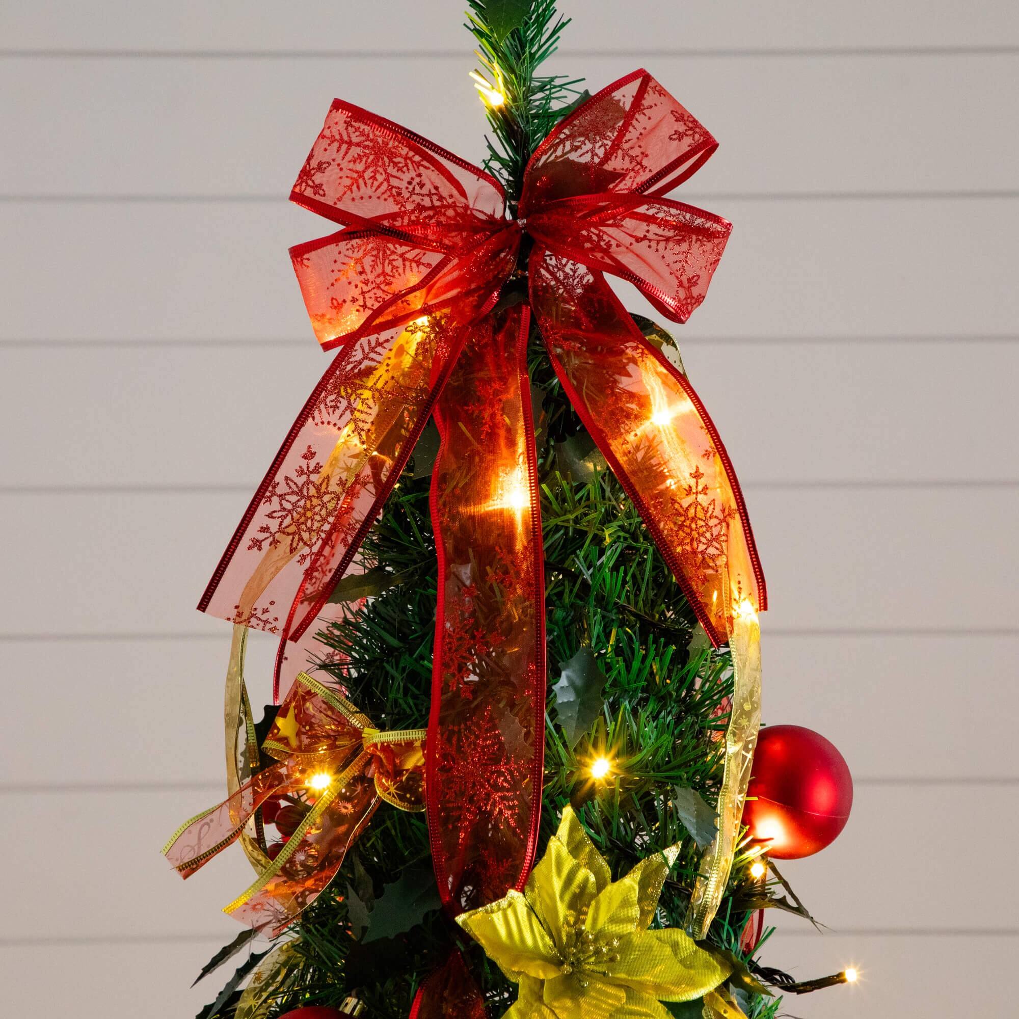 7ft. Pre-Lit Pop-Up Green Artificial Christmas Tree, Warm White LED Lights
