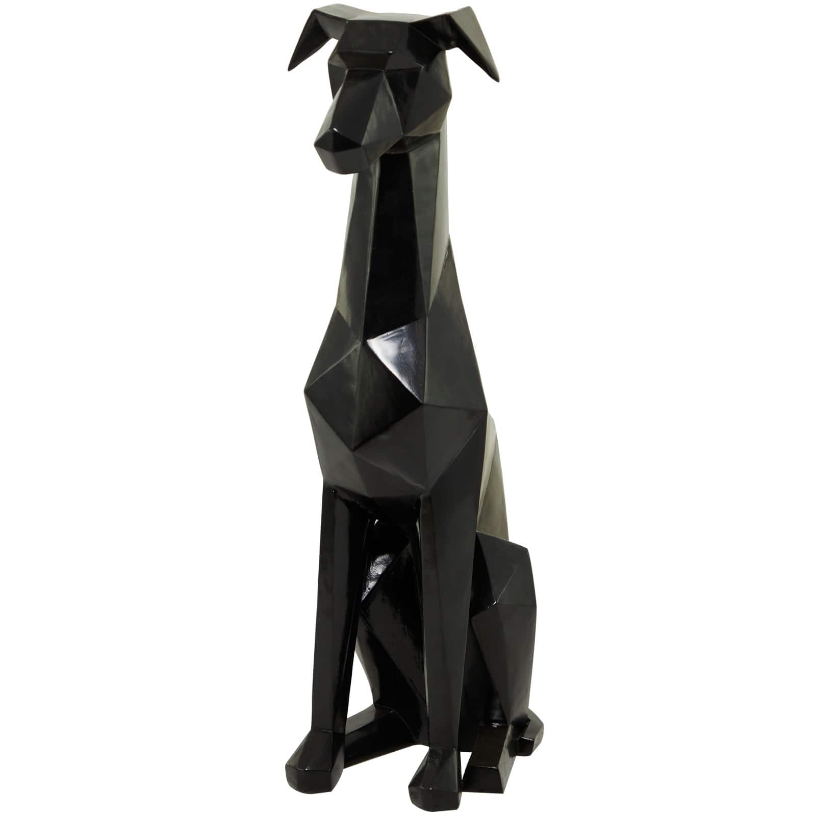 30" Silver Cubist Dog Sculpture