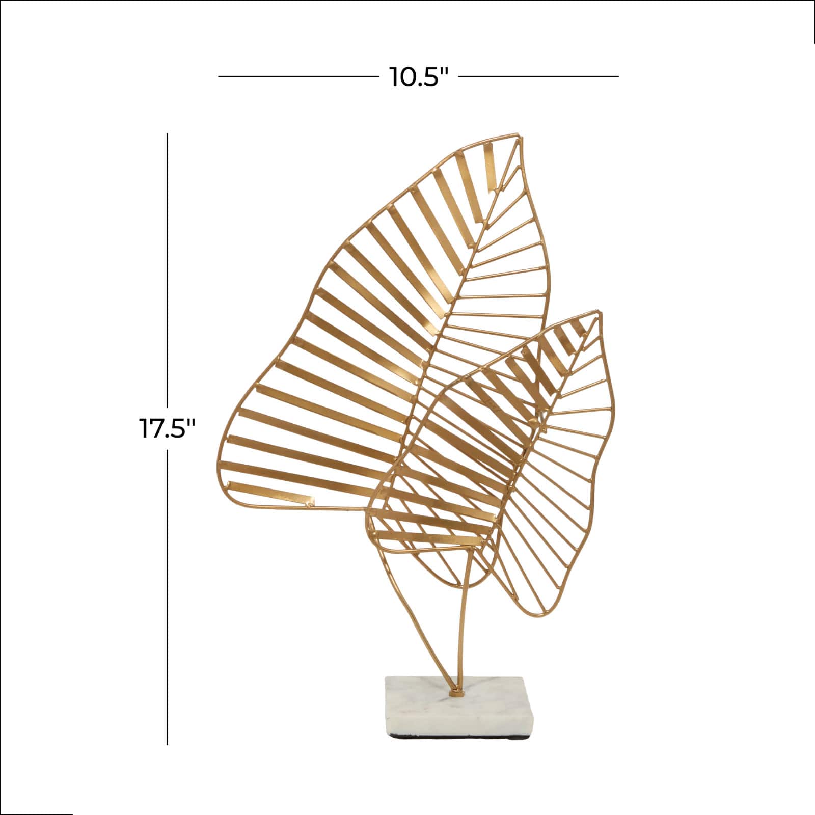 17" Gold Metal Glam Nature Sculpture