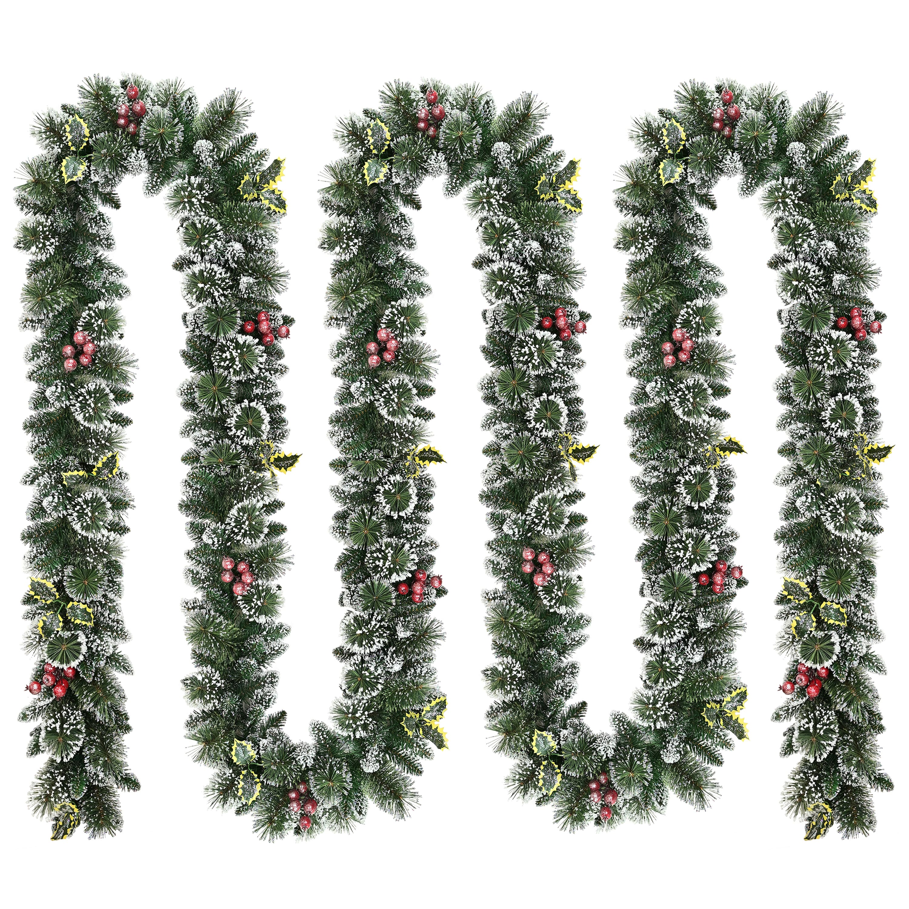 Puleo International 20Ft Unlit Snowy Silverton Pine with Red Berries & Holly Leaves Garland | 20 ft | Michaels®