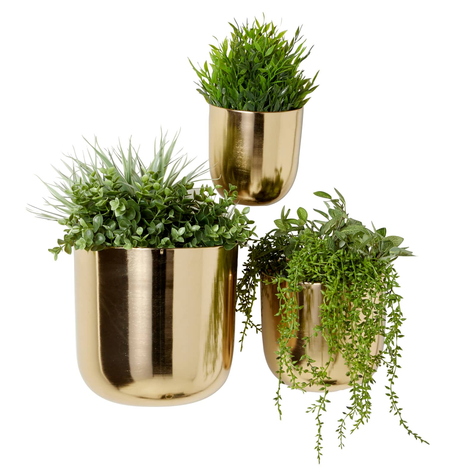 Gold Metal Contemporary Planter Set