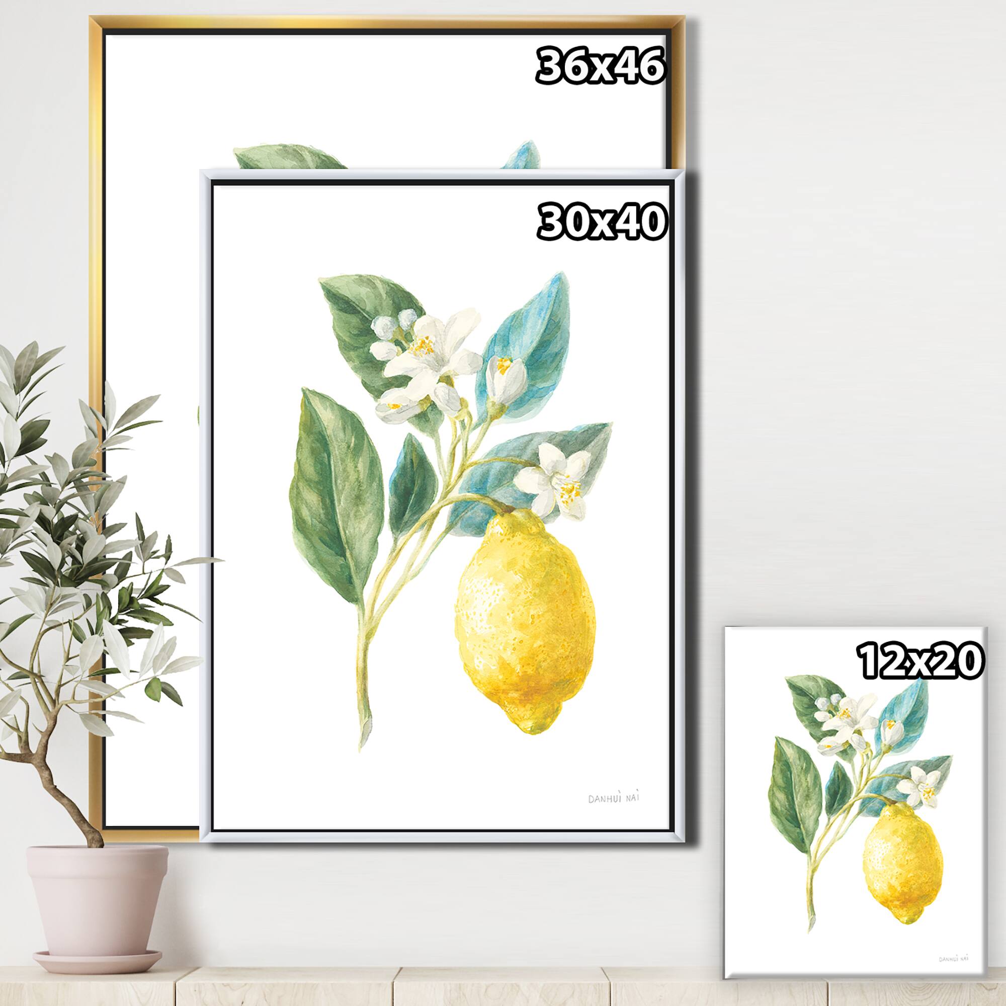 Designart - Floursack Lemon I - Cabin & Lodge Canvas in Gold Frame