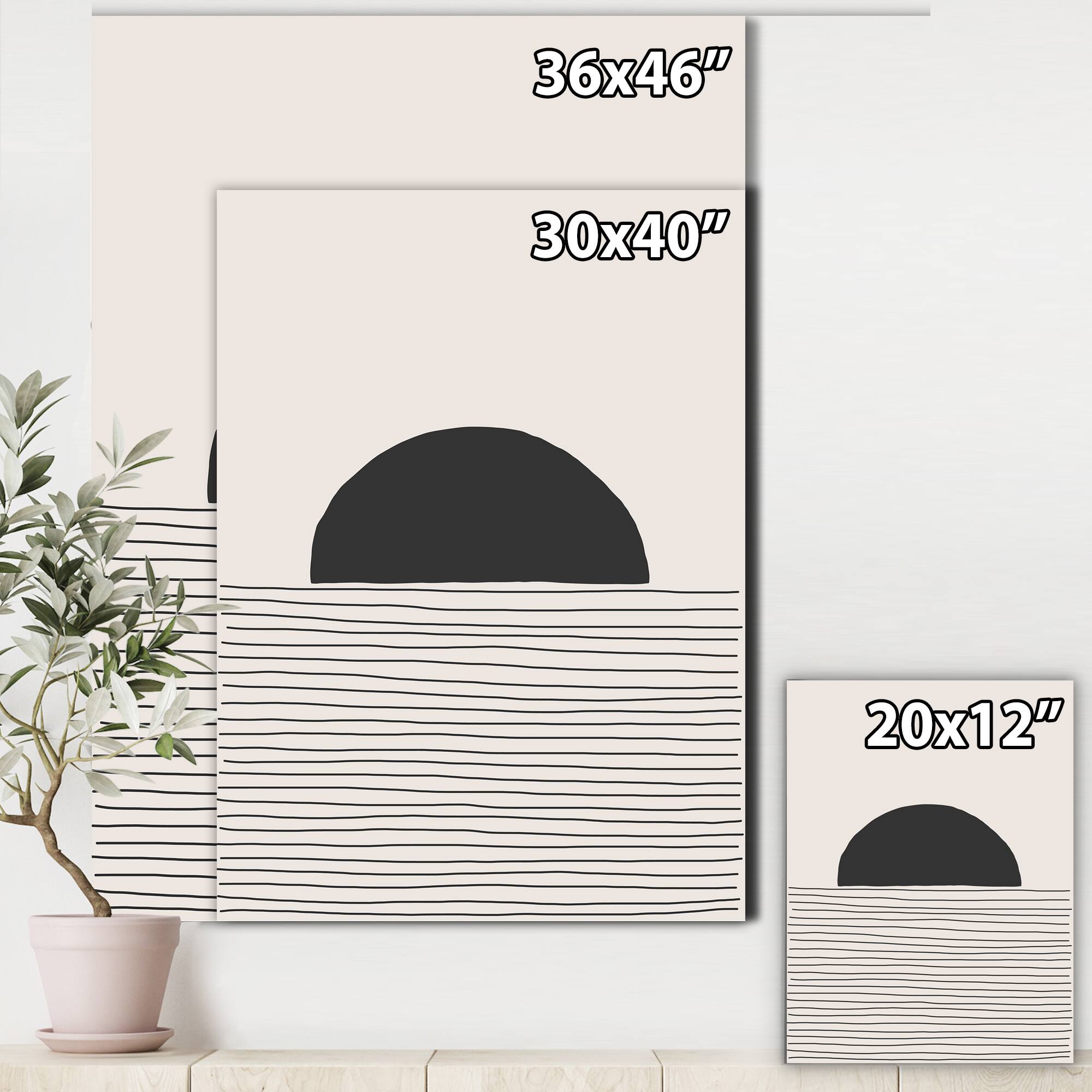 Designart - Minimal Geometric Lines And Circle V - Modern Canvas Wall Art Print