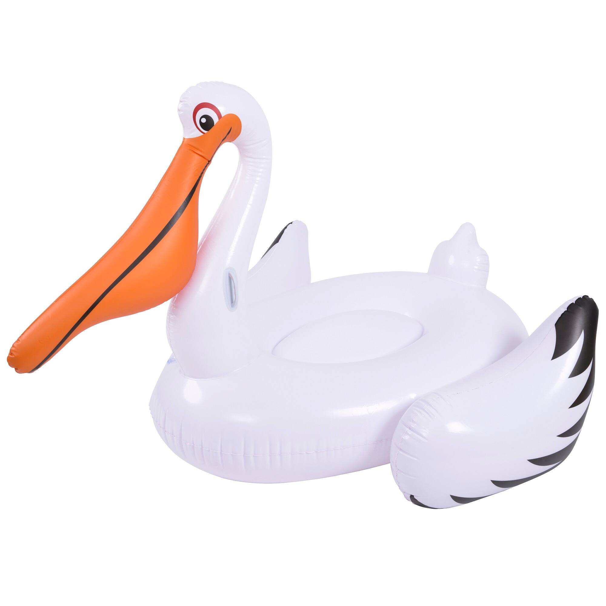 Pool Central® 7.25ft. White & Orange Inflatable Jumbo Pelican Pool Float
