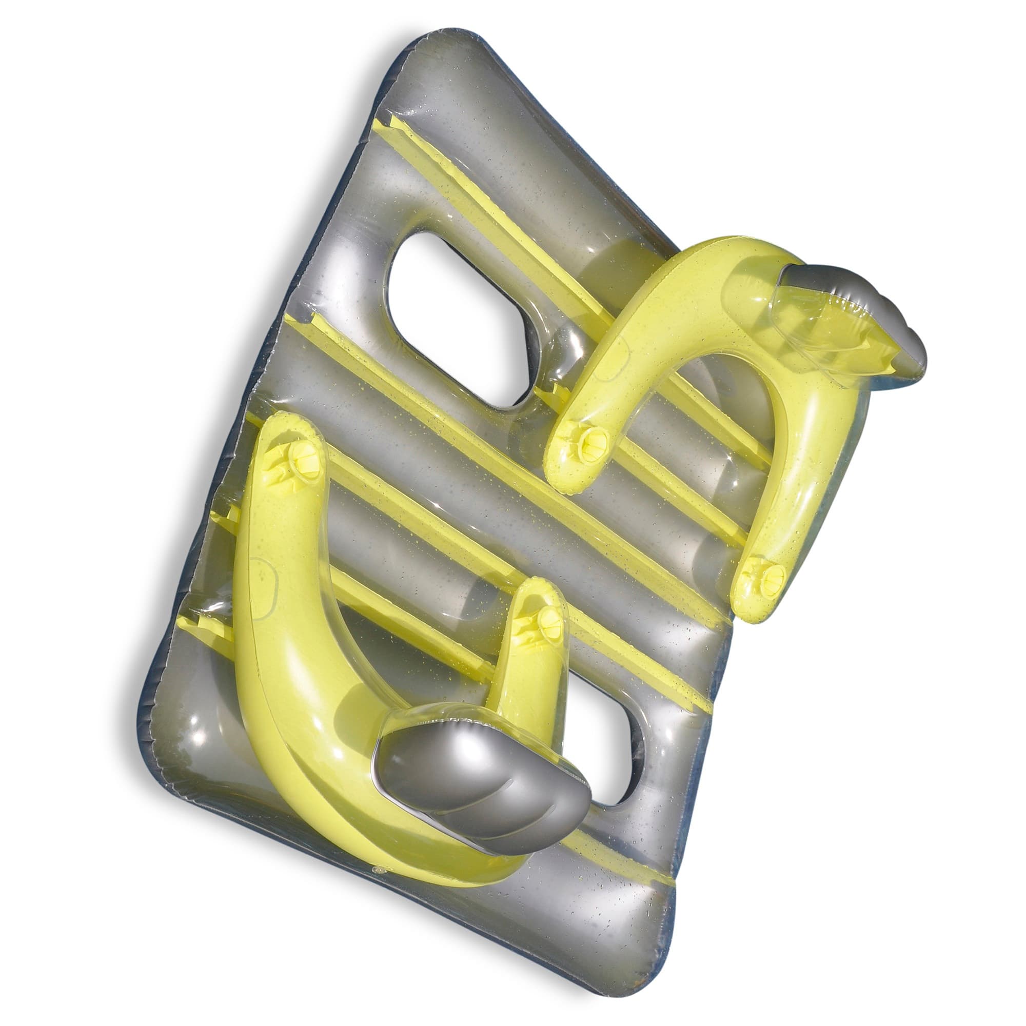 66" Yellow and Silver Inflatable Face-To-Face Pool Raft Dual Air Mattress