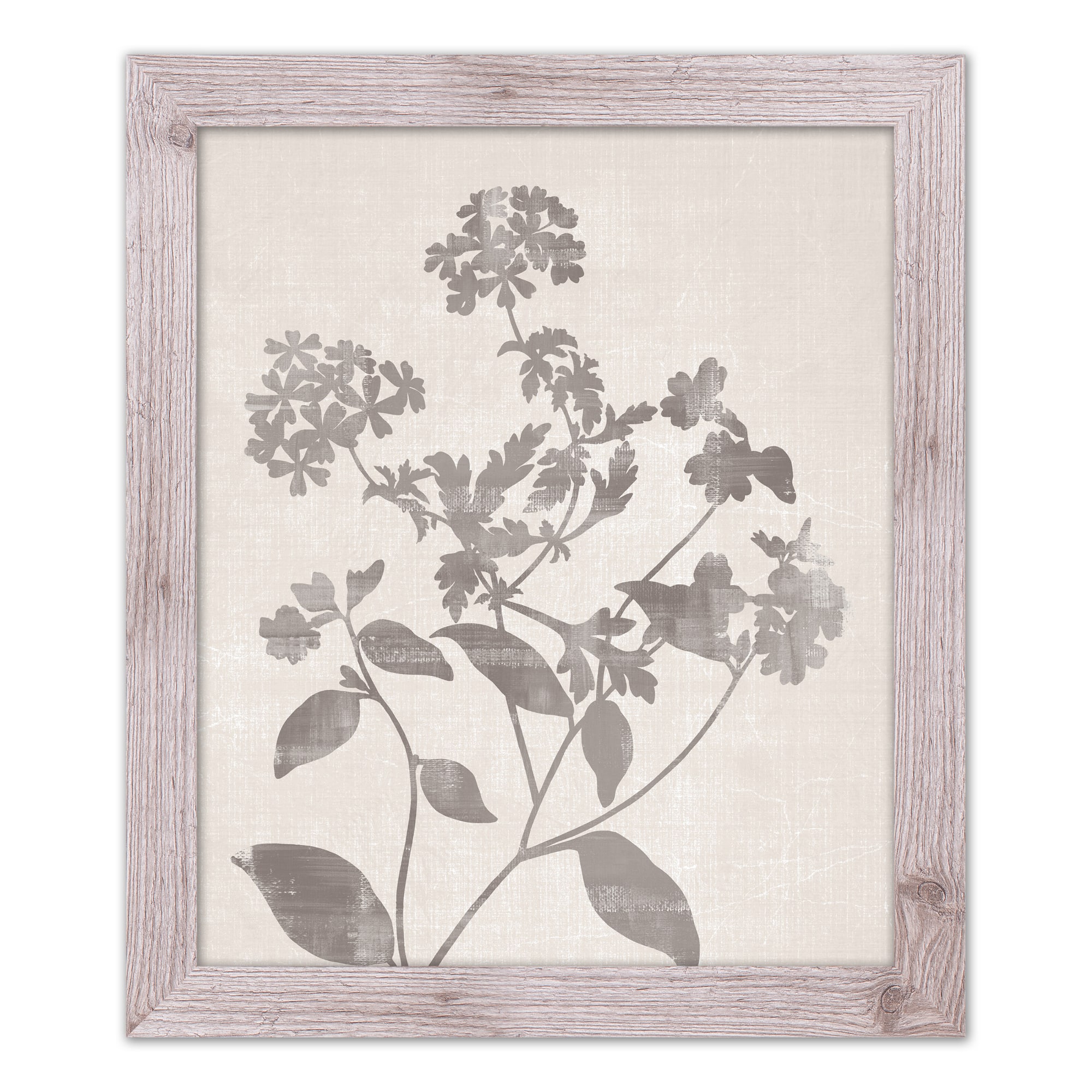 Neutral Distressed Florals Framed Print Wall Hanging