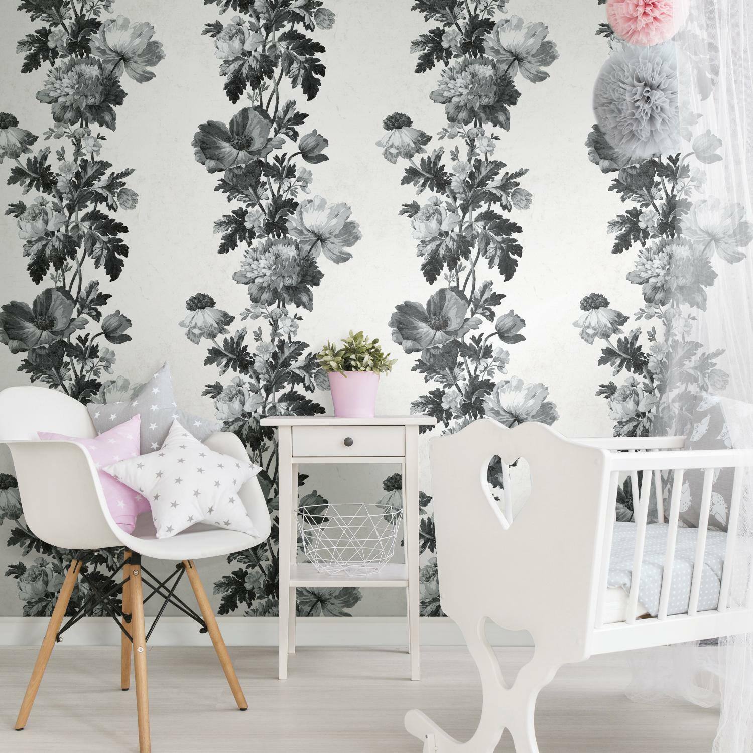RoomMates Watercolor Floral Stripe Peel & Stick Wallpaper