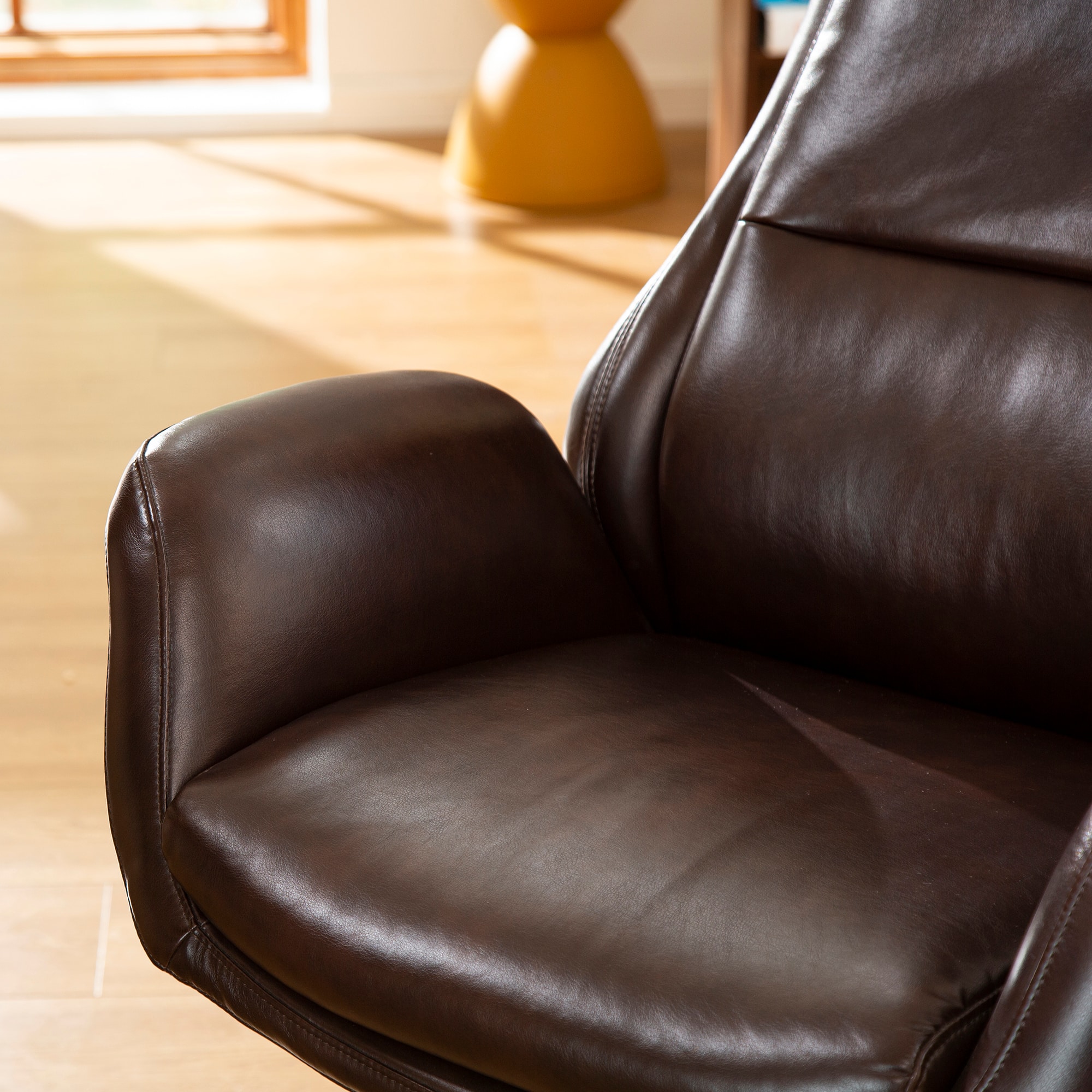 Glitzhome® Mid-Century Modern Faux Leather Adjustable High Back Swivel Office Chair