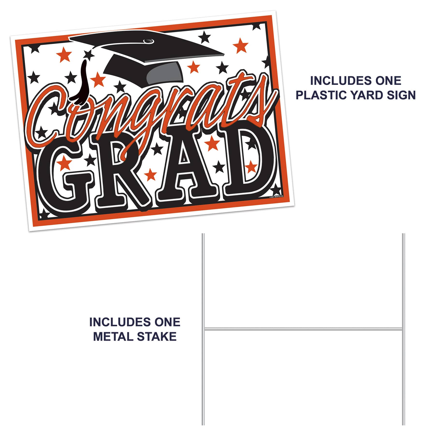 Beistle 11.5" x 15.5" Plastic Congrats Grad Yard Sign