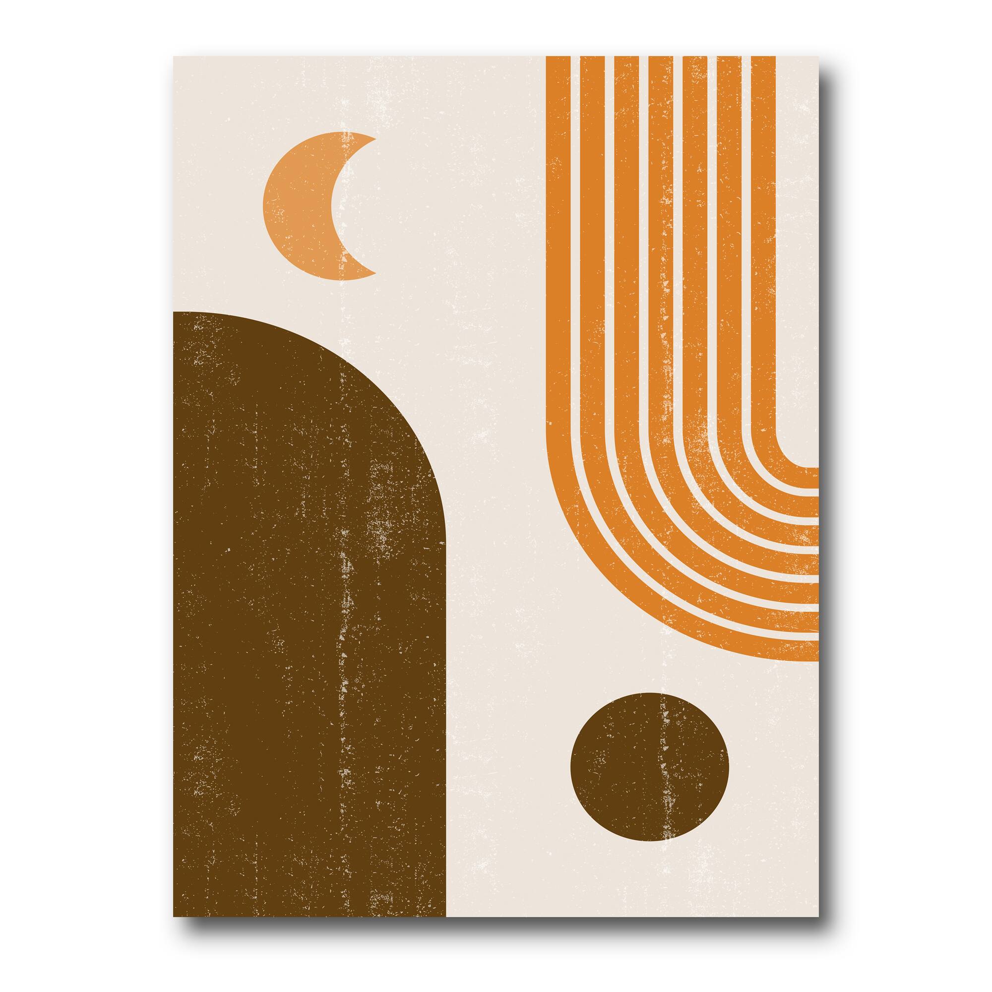 Designart - Abstract Geometric Rainbow In Earth Tones - Modern Canvas Wall Art Print