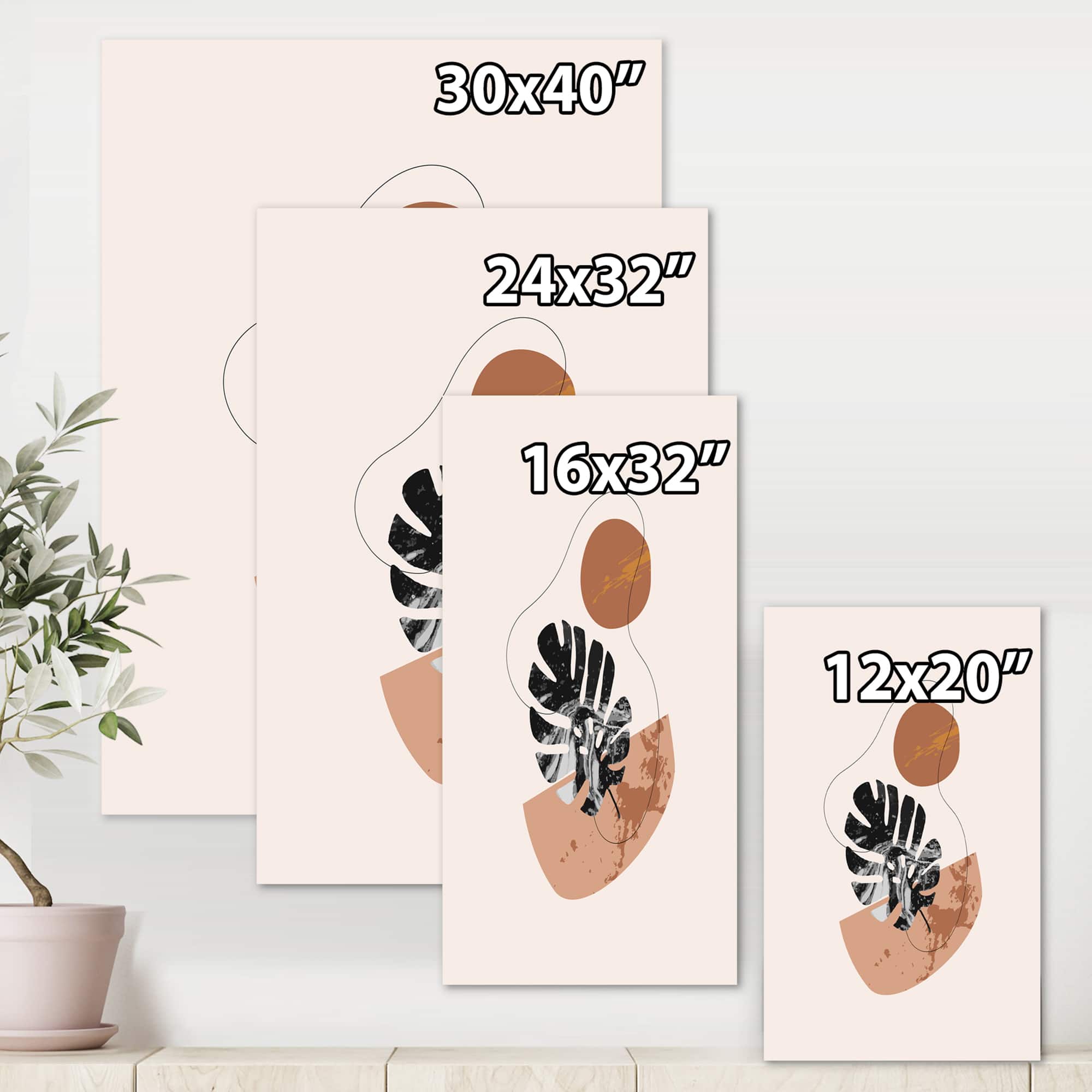 Designart - Abstract Shapes & Tropical Monstera Leaves