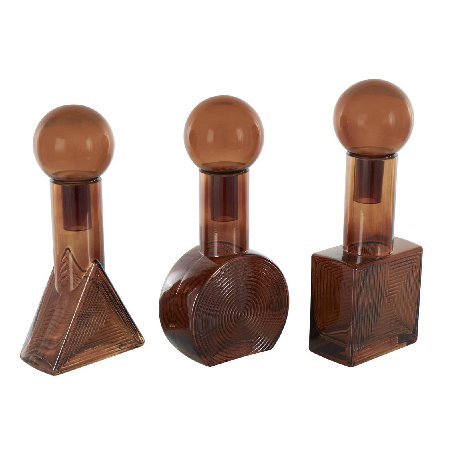 Amber Geometric Decorative Jar Set