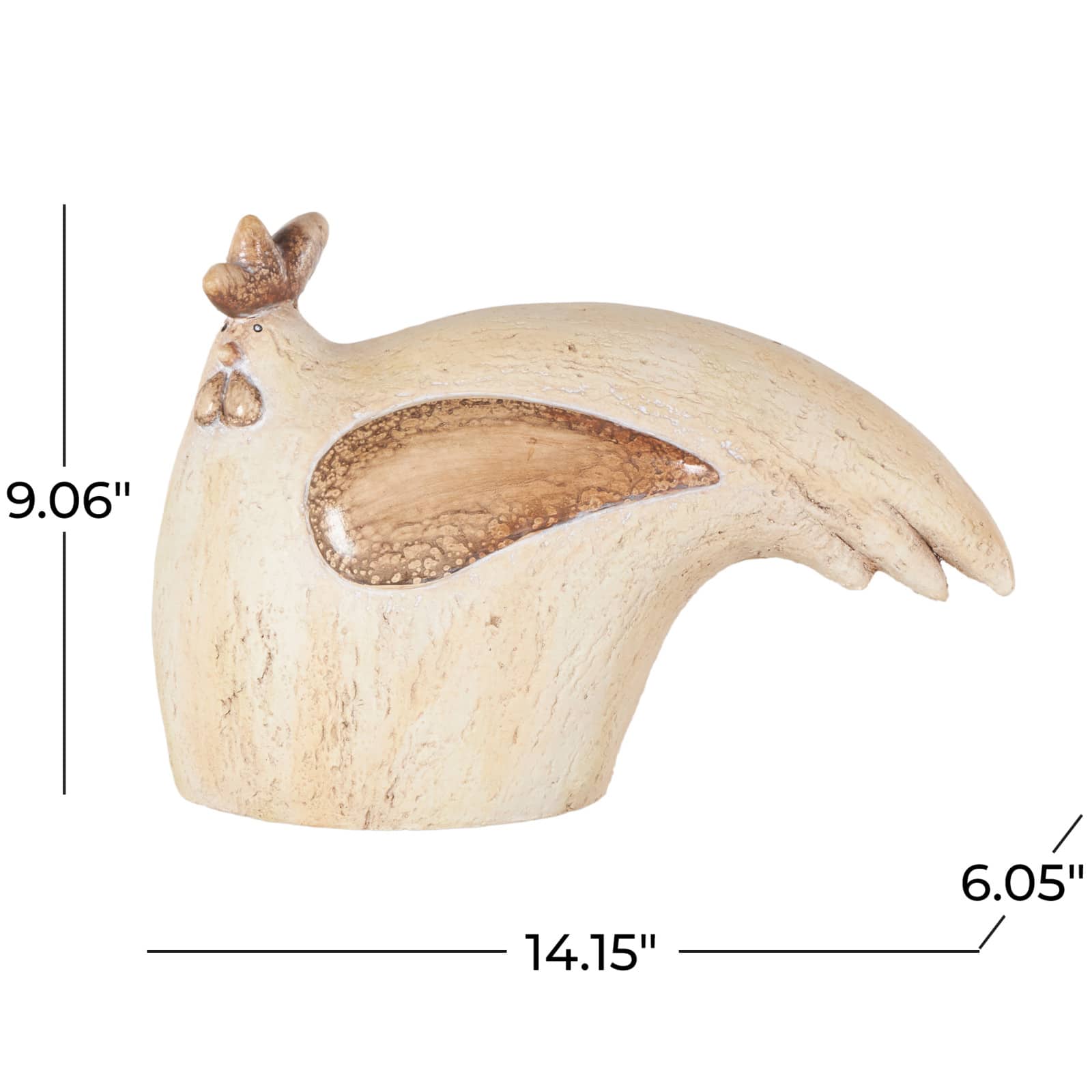 Cream & Brown MGO Rooster Sitting Garden Sculpture