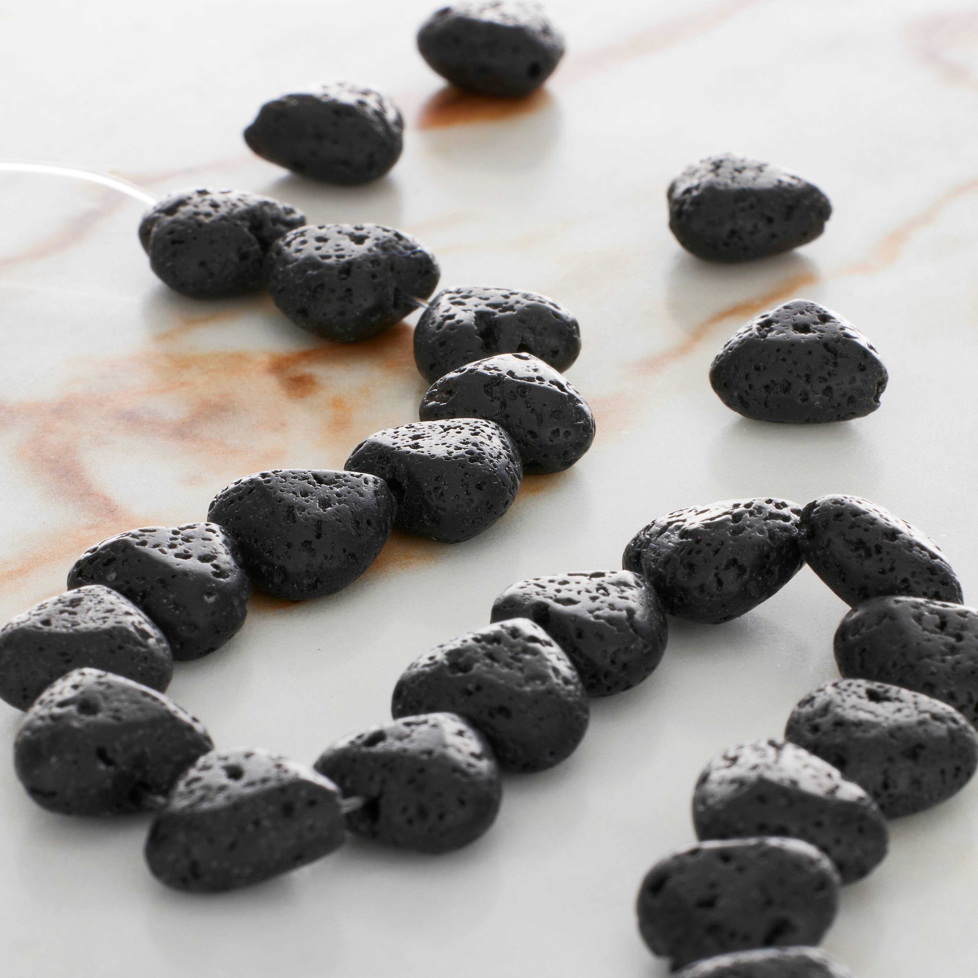 12 Pack: Black Lava Heart Beads, 10mm by Bead Landing™