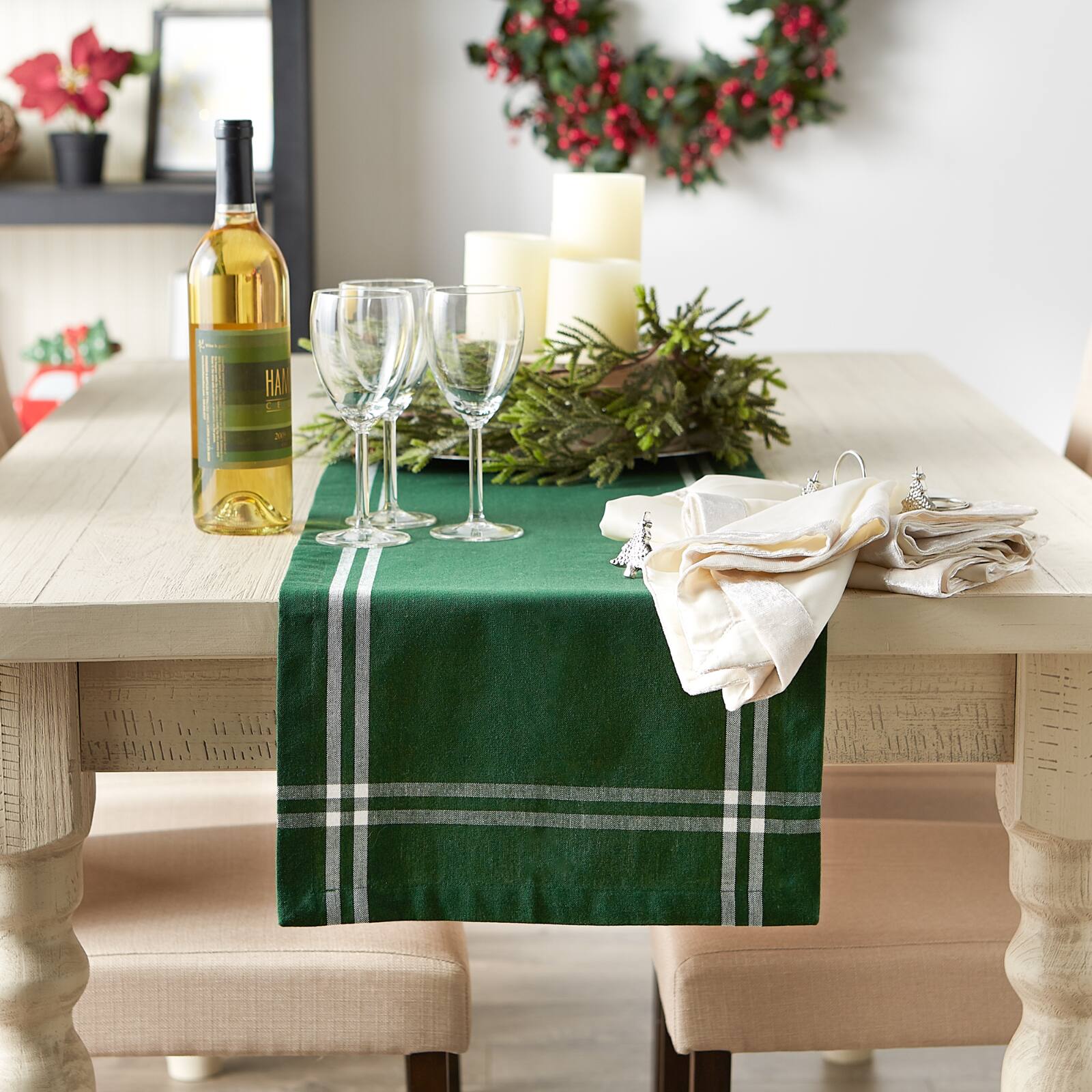 Balsam Border Stripe Table Runner, 14" x 72" 