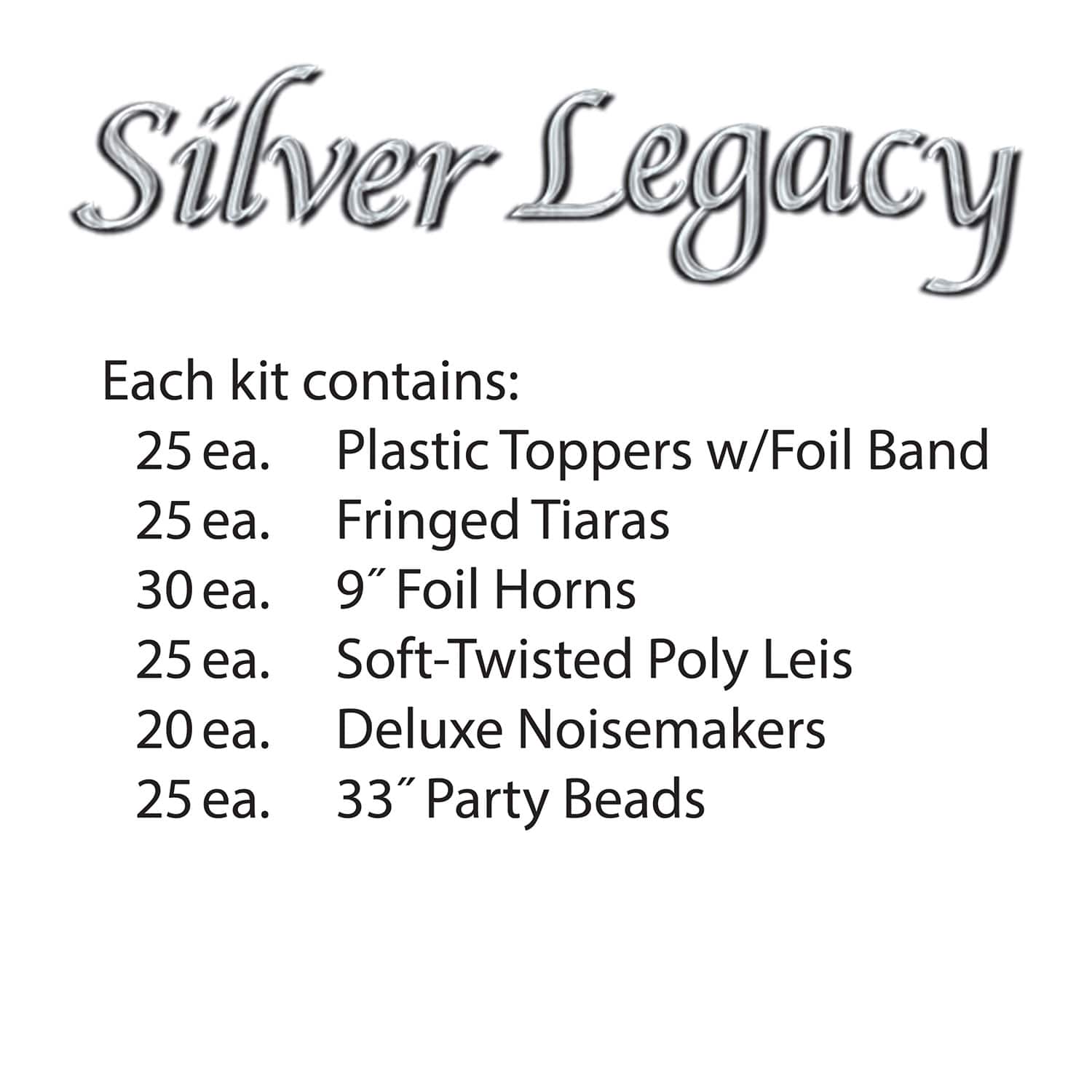 Beistle Black & Silver New Year Legacy Party Favor Kit for 50