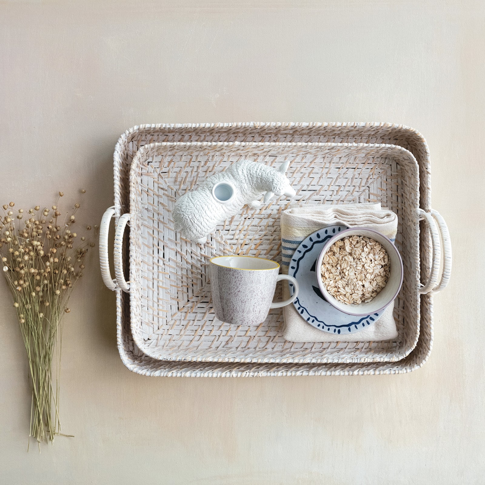 Hello Honey® 5" Flower Print Stoneware Mug Set