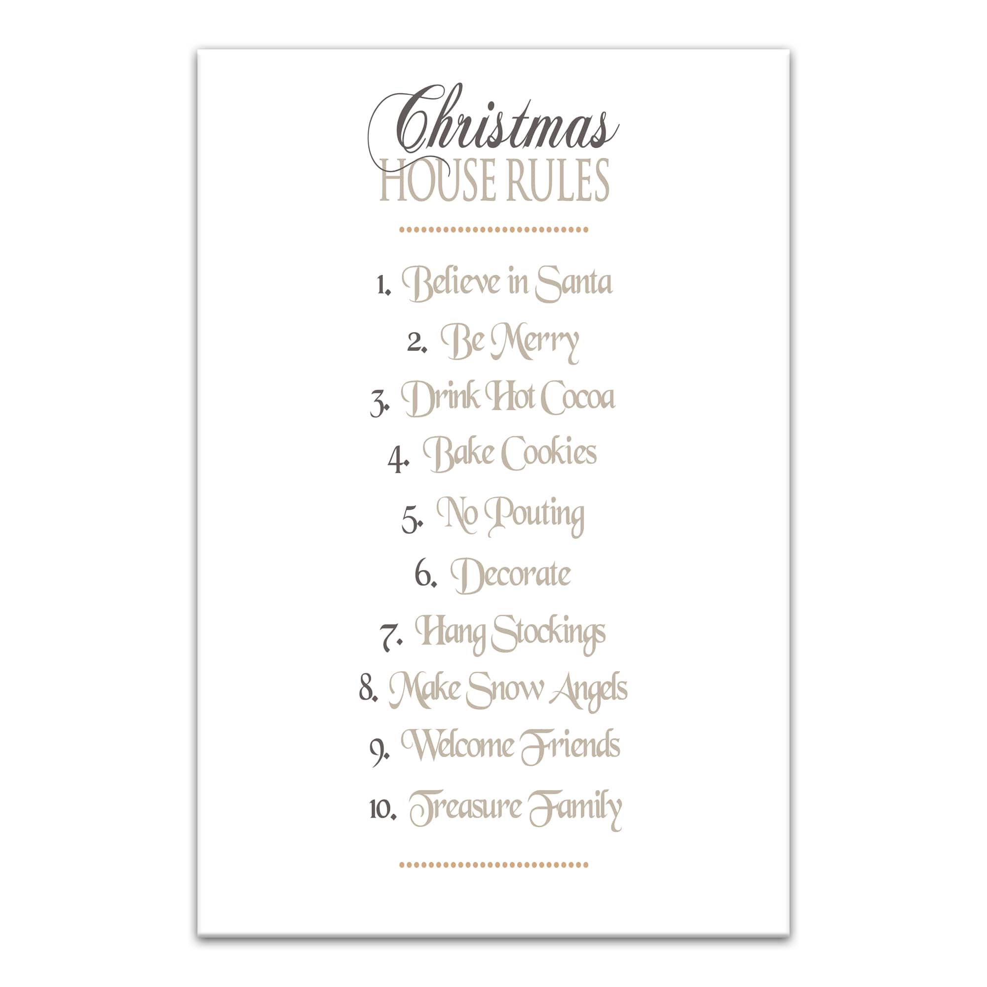Christmas House Rules Canvas Wall Art
